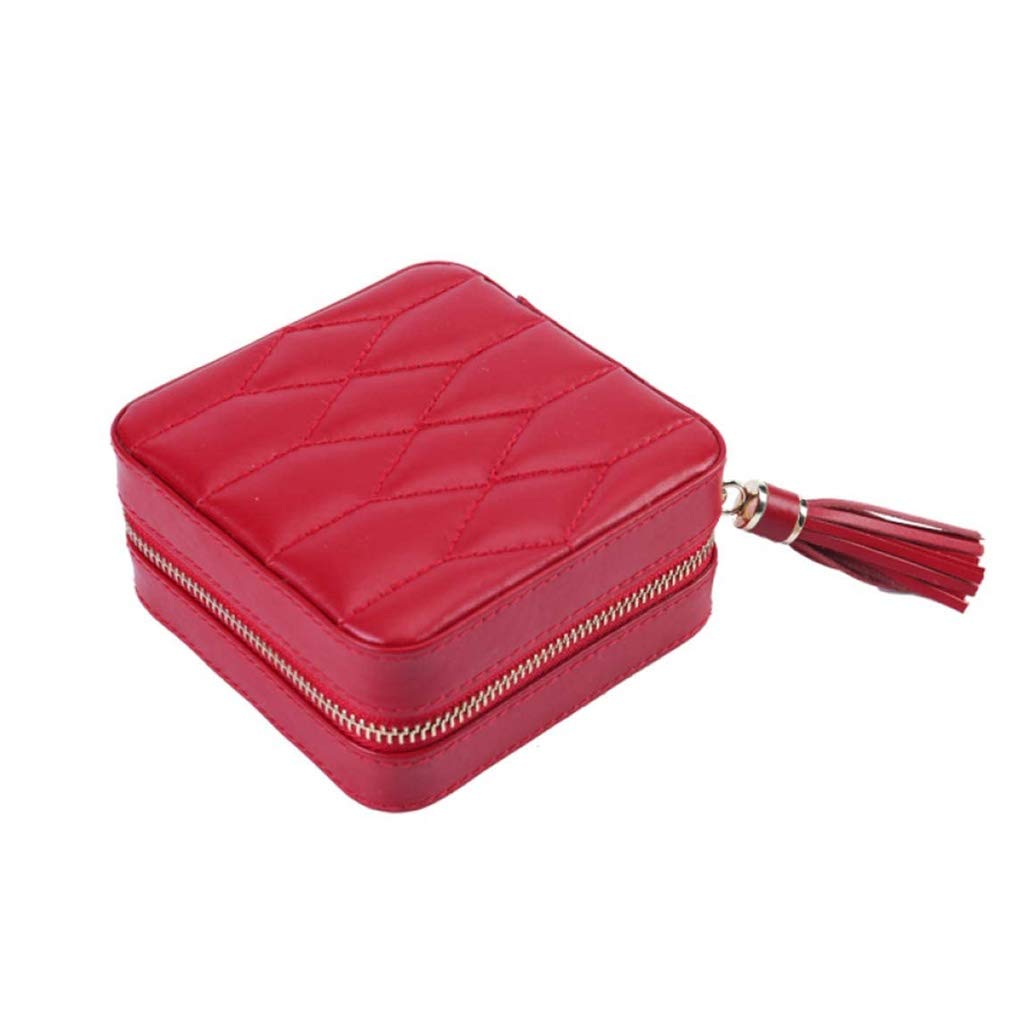 UXZDX CUJUX Jewelry Organizer Box for Women & Girls - Portable Travel Jewelry Case with Multiple Compartments, Small Jewelry Storage Box (Red) - Perfect for Home, Travel, and Gift Giving