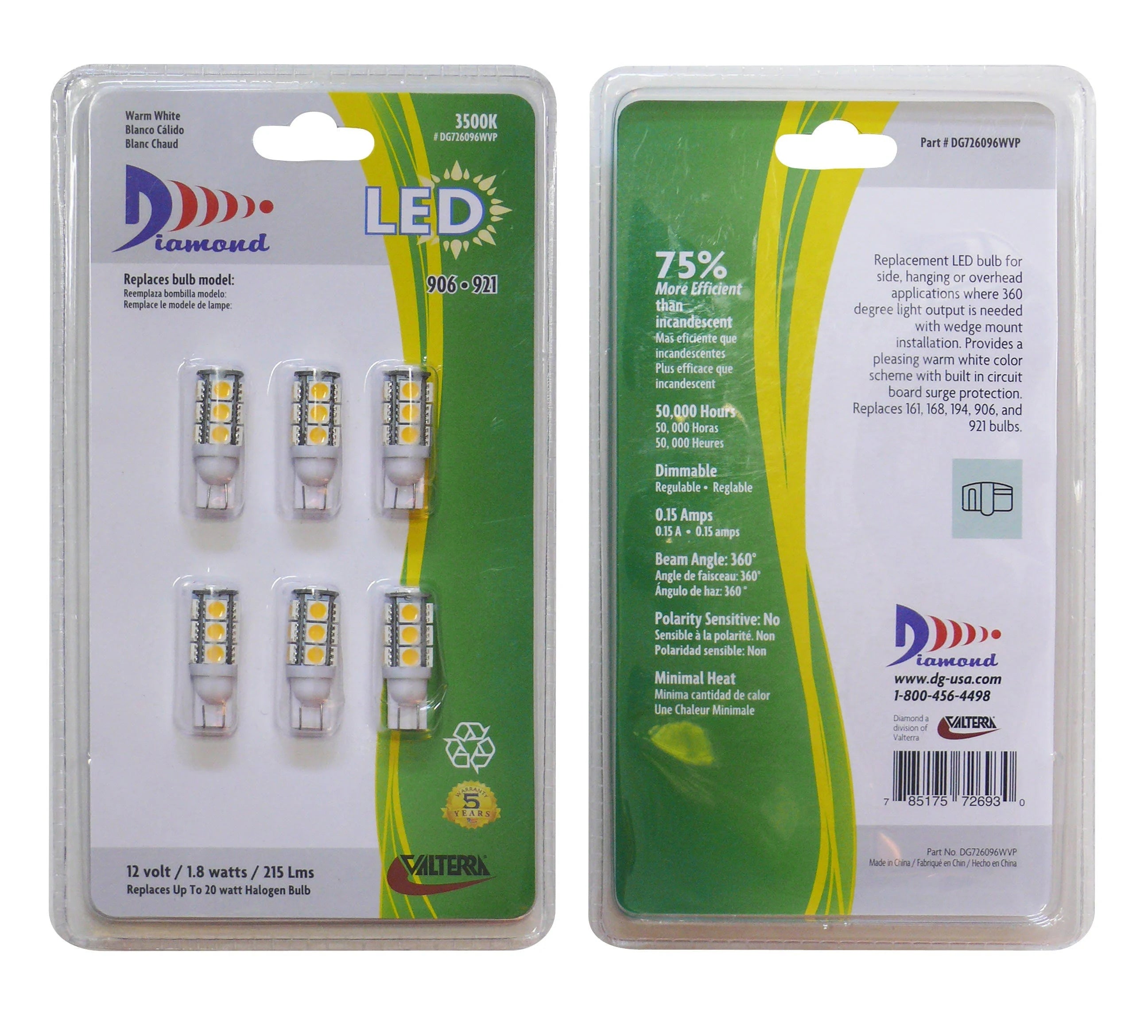 921 LED Soft White Light Bulbs, 6-Pack - Energy Efficient, Dimmable, A19 Bulbs for Home, Office, and Bedroom Lighting