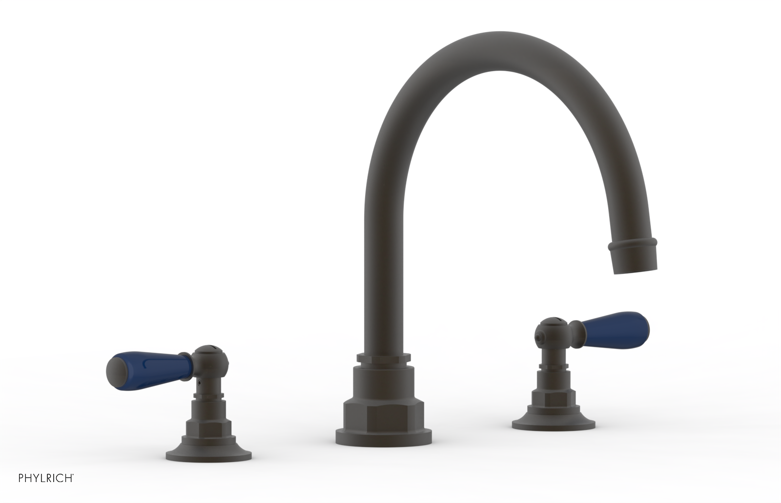 Jamestown Deck Tub Set with Lever Handles - Navy Blue Accented Bathroom Faucet (41