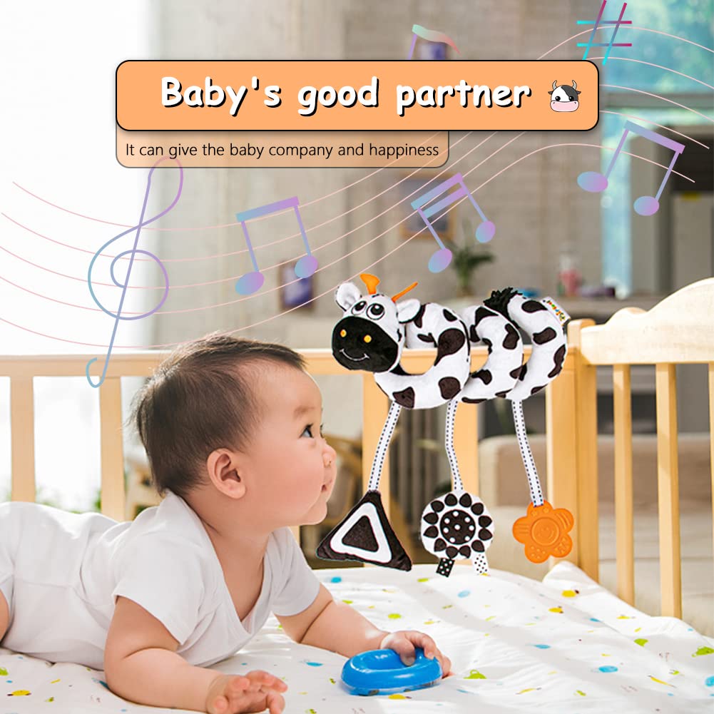 **Soft Spiral Plush Hanging Toys for Baby Car Seat & Stroller - Safe & Movable Infant Toys for 0-6 Months - Perfect for Crib Rails, Cradles & Travel**