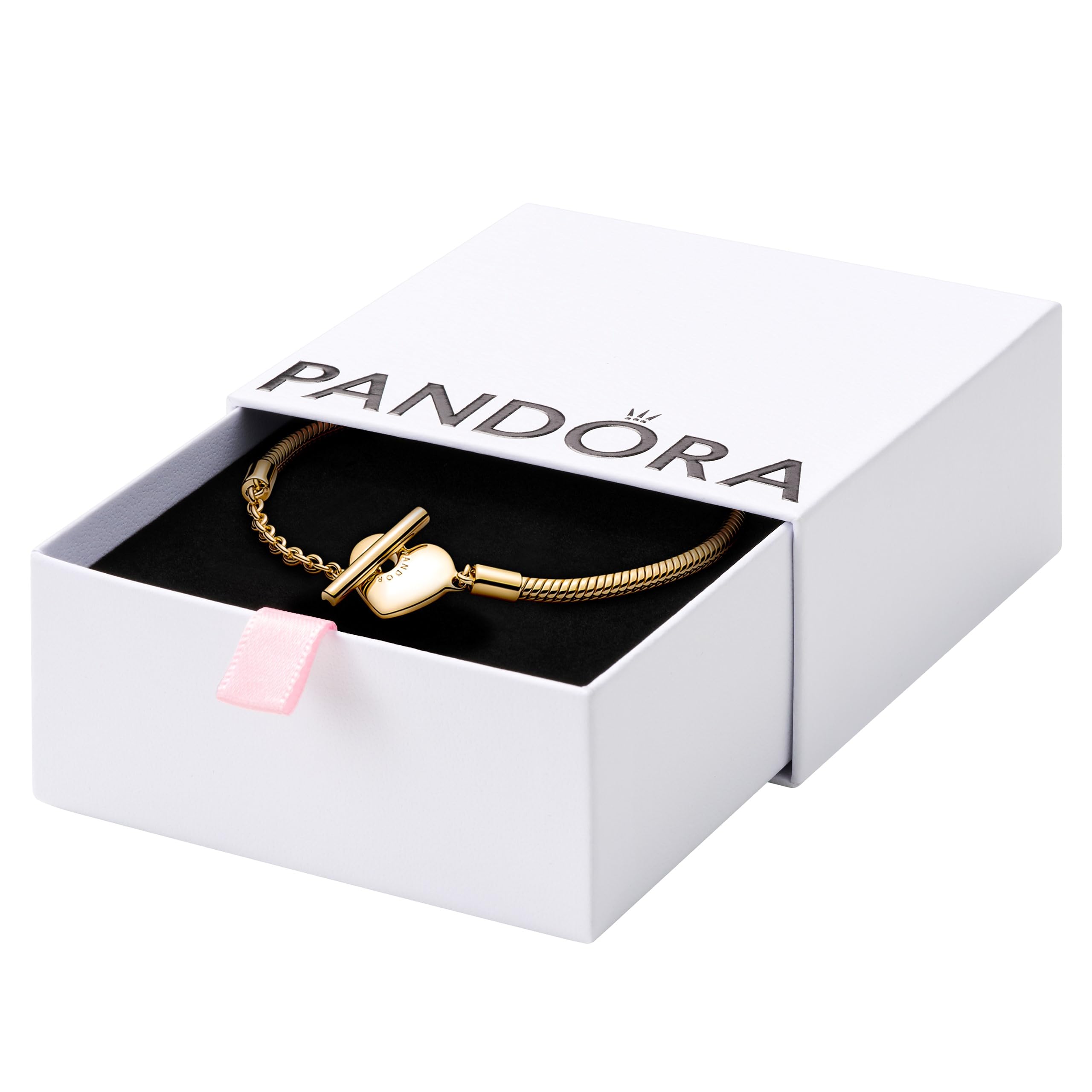 Pandora Moments Heart T-Bar Closure Snake Chain Bracelet for Women | Adjustable Charm Bracelet Compatible with Pandora Charms | Elegant Gift Box Included | Perfect for Anniversaries, Birthdays & Special Occasions