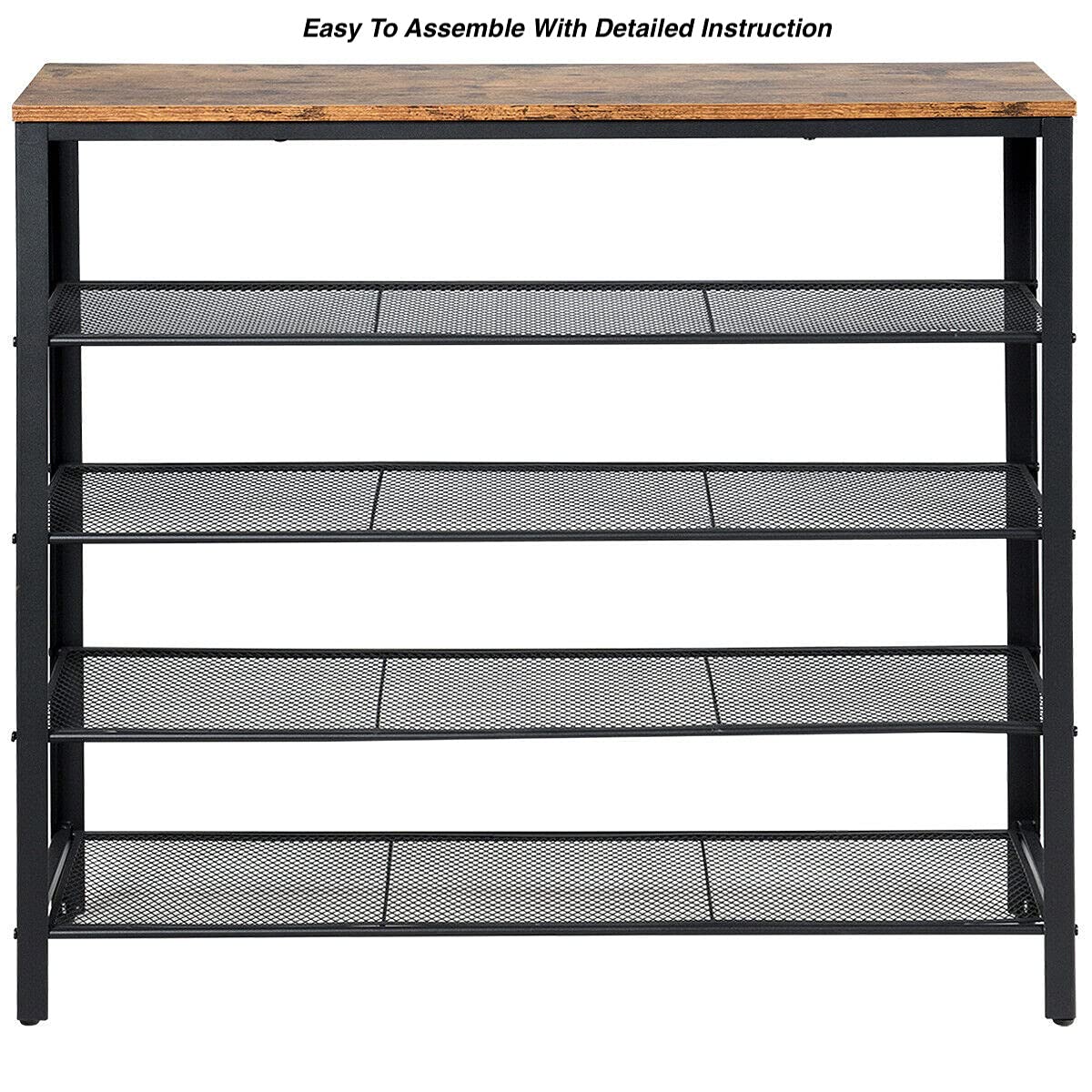 5-Tier Metal Mesh Shoe Rack Organizer - Free Standing Shoe Storage Shelf for Boots, Slippers, Sandals & Sneakers (Holds 16-20 Pairs) - Space-Saving Solution for Entryway, Hallway, Closet & Bedroom Organization