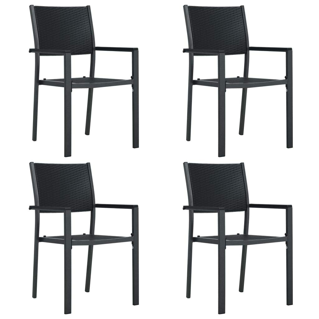 vidaXL 4-Piece Patio Chair Set - Black Plastic Rattan-Look Outdoor Dining Chairs with Weather-Resistant Steel Frame for Garden, Terrace, Balcony | Perfect for Outdoor Entertaining, BBQs, and Poolside Relaxation
