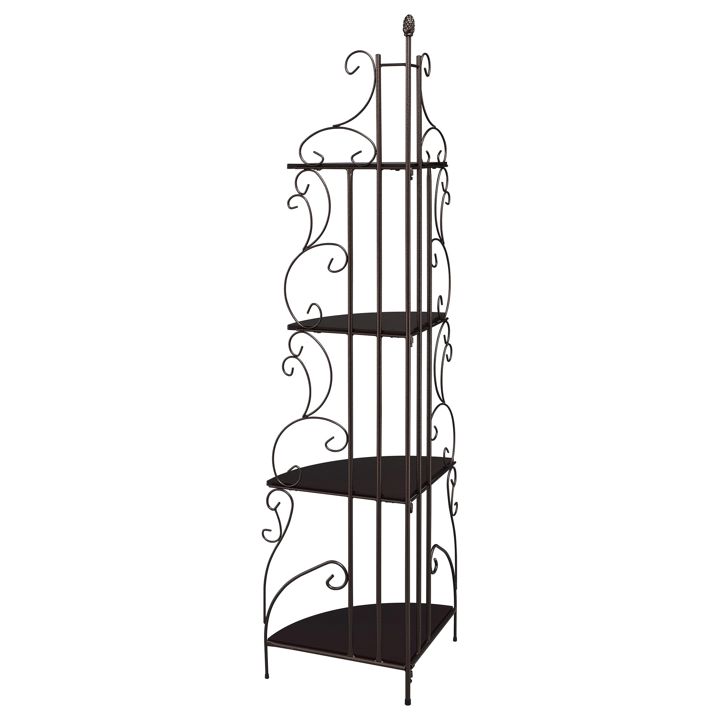 Copper & Cappuccino Corner Bookcase - 4-Tier Shelf Storage Unit 16.5