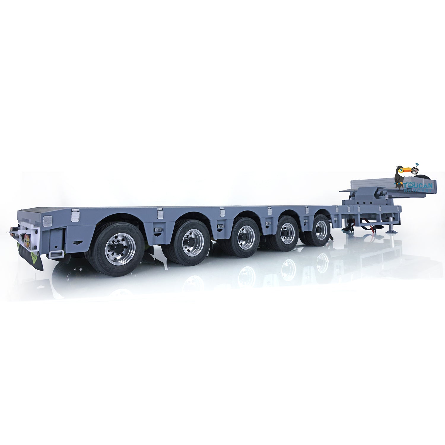 NOOXION 1/14 Scale CNC Metal Heavy Duty 5-Axle Steering Trailer with 1-Axle Module for RC Tractor Truck DIY Car Model - Remote Controlled Construction Vehicle for Off-Road Play and Professional RC Enthusiasts