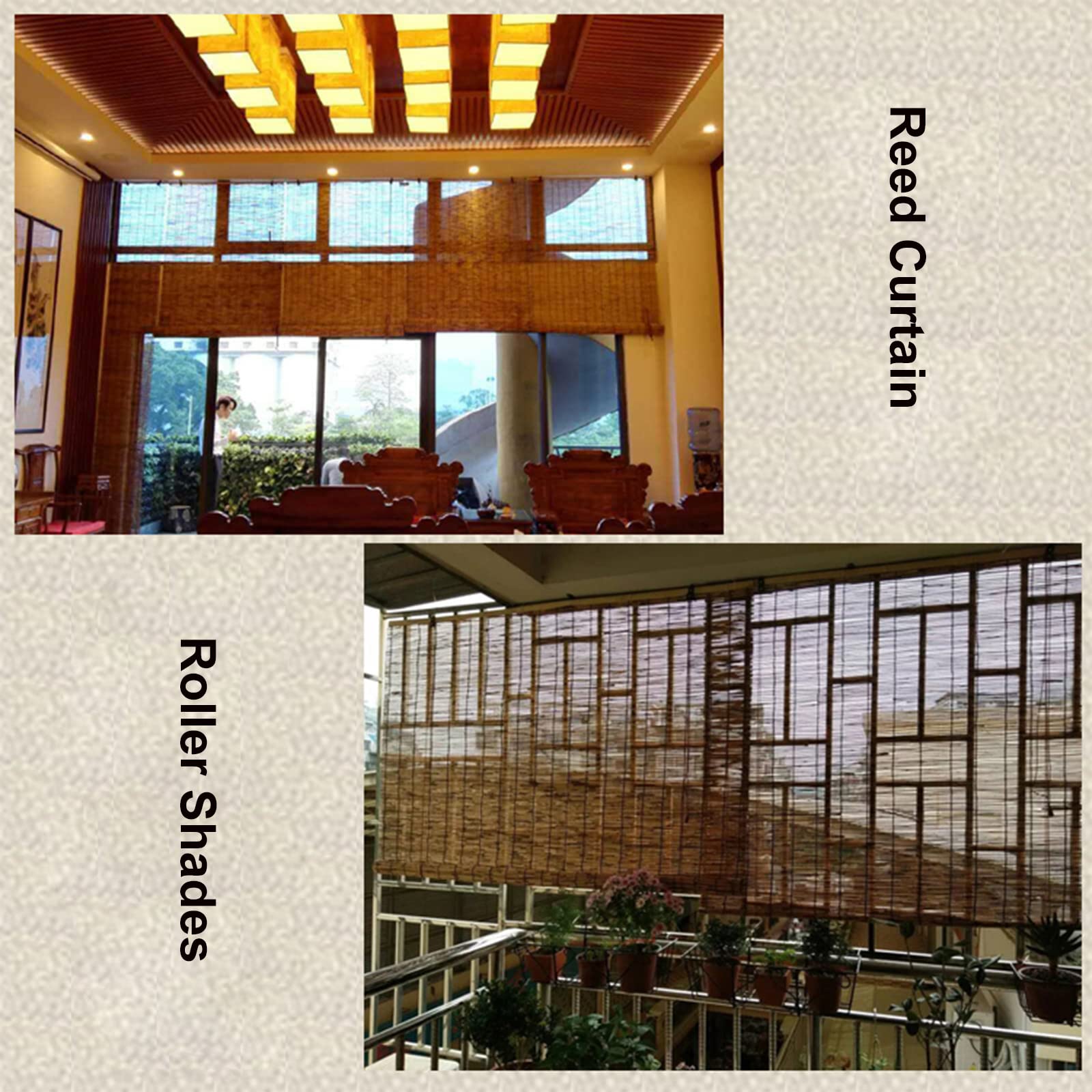 Retro Privacy Indoor Roller Blinds - Natural Bamboo Roll Up Window Shades for Home Decor | Semi-Transparent Reed Curtain for Living Room & Bedroom | Customizable Handwoven Outdoor Dustproof Bamboo Blinds (24x32 Inches) - Perfect for Patio, Balcony & Sunroom Privacy