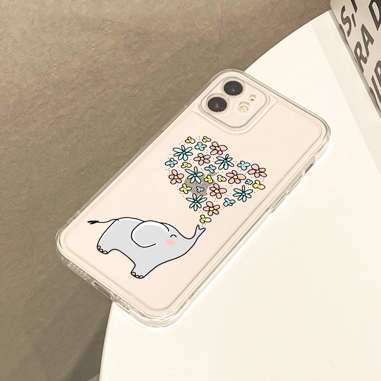 Heart Elephant iPhone 12 Case - Cute Aesthetic Shockproof Protective Phone Cover for Women & Girls | Perfect Gift for Birthday, Valentine's Day & Everyday Use