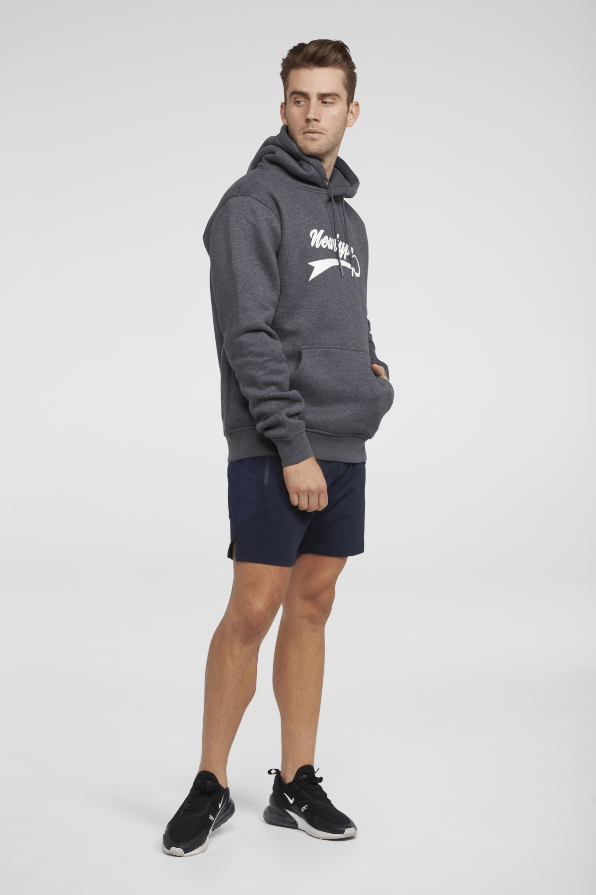 Dynamic Hooded Pullover Sweatshirt for Men & Women - Soft Fleece Lined Comfortable Zip Up Jacket - Charcoal Grey Casual Wear for Gym, Running & Outdoor Activities