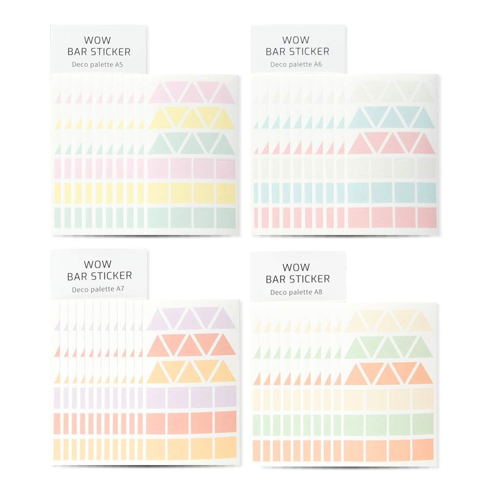 Monolike Wow Bar Sticker Deco Palette B Set - Mini Cute Square Stickers for Scrapbooking, Journaling, DIY Crafts & Planner Decorations