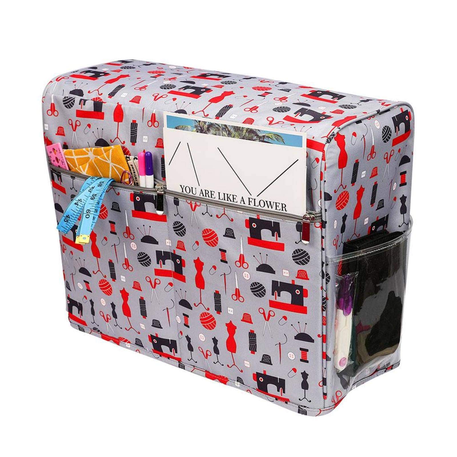 Waterproof Durable Sewing Machine Storage Bag with Pockets - Dustproof Protective Cover for Sewing Accessories | Perfect for Home, Studio & Travel Use