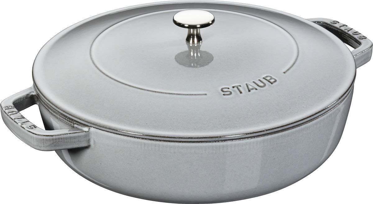 STAUB Cast Iron Chistera Dutch Oven, 28 cm (11 Inch) - Graphite Grey Enameled Cookware for Braising, Stewing & Baking - Perfect for Soups, Casseroles & Bread Making