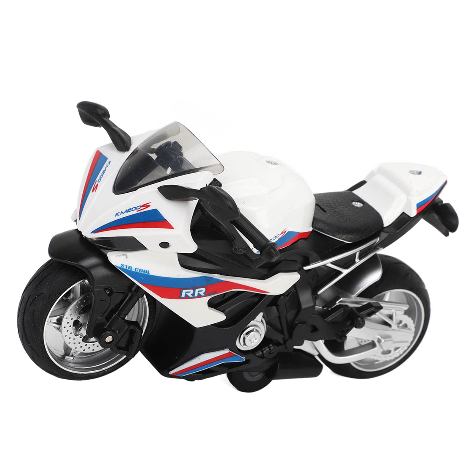 Jaerb Alloy Motorcycle Toy - Pull Back & Light Up for Display (White) - Perfect for Collectors & Decor
