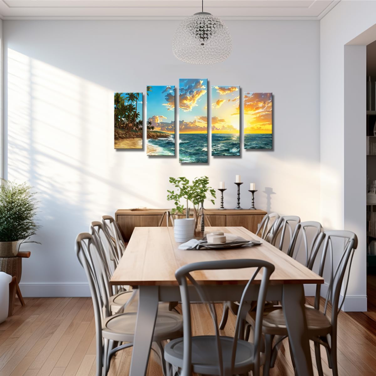 Popuwall Coastal Canvas Wall Art - Beach & Ocean Waves Decor for Living Room & Bedroom