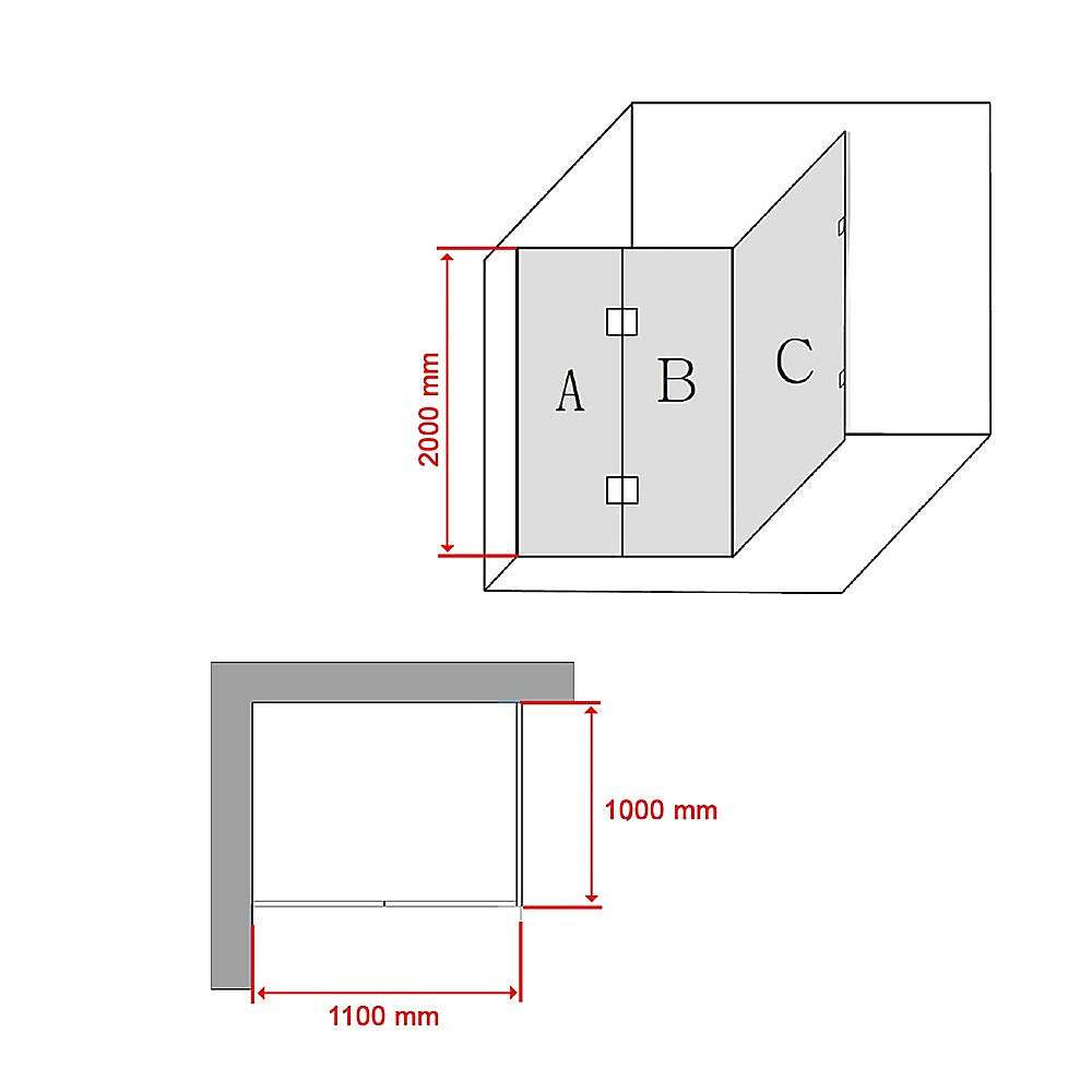 Frameless 10mm Glass Shower Screen 43.3