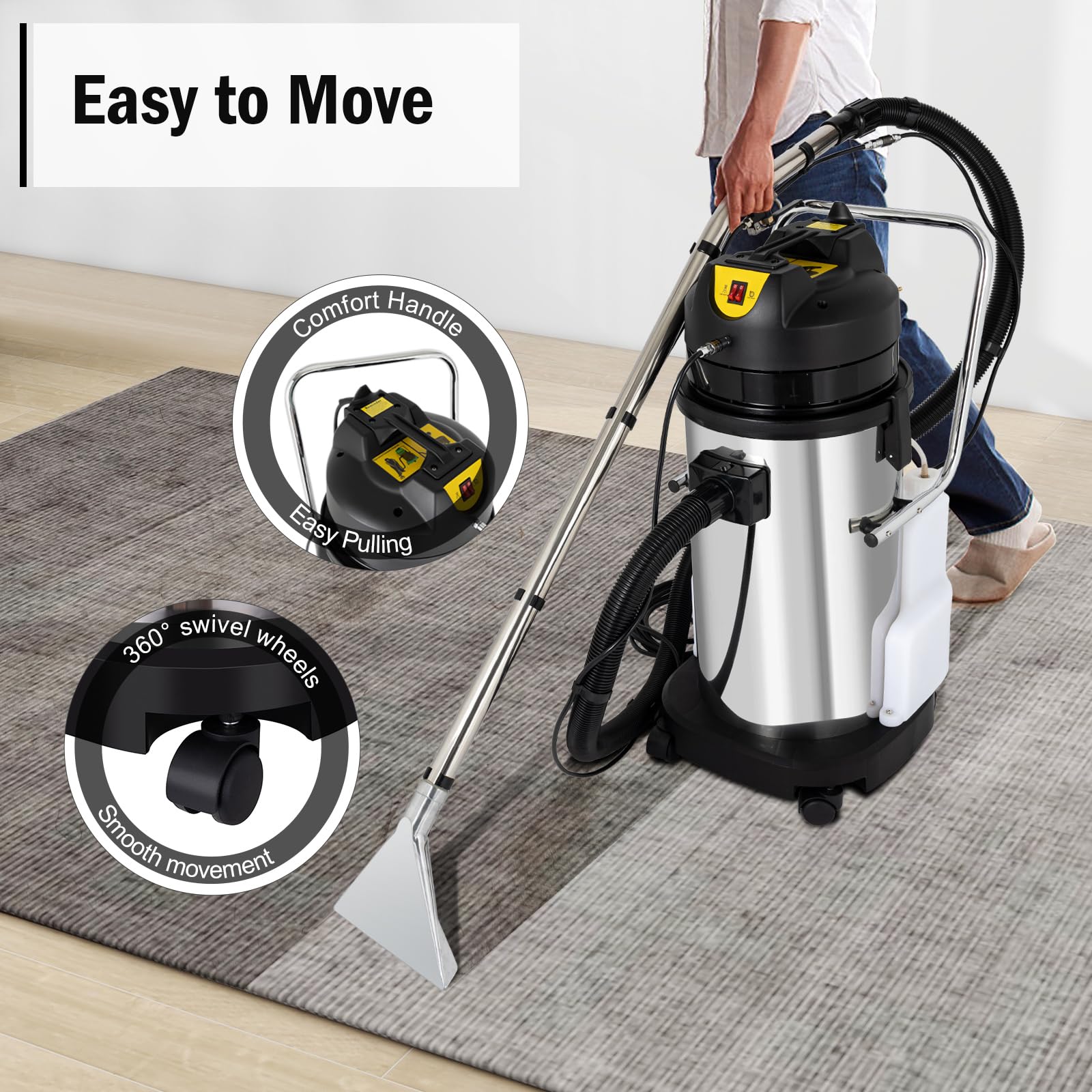 Professional 1000W 110V 3-in-1 Commercial Carpet Cleaning Machine - 40L/11Gal Portable Carpet Extractor with Sprayer, Brush & Vacuum (2-Pack) - Perfect for Hotels, Offices & Deep Cleaning Carpets