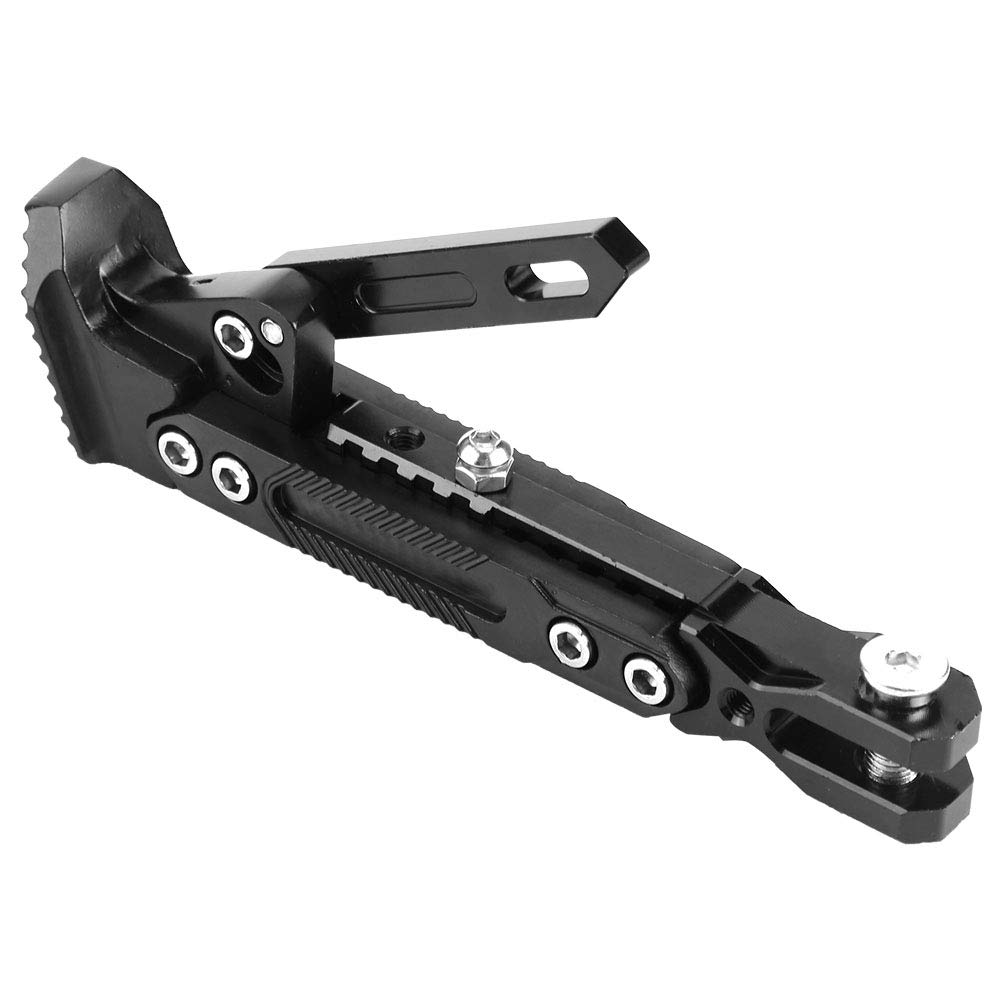 Universal Adjustable Motorcycle Kickstand - CNC Aluminum Scooter Side Stand Tripod Holder - Black - Perfect for Cruisers, Dirt Bikes & Street Motorcycles