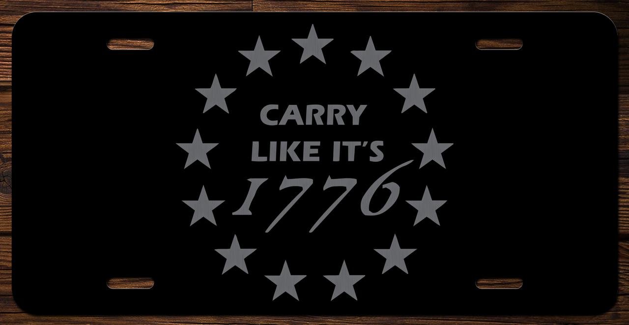 Patriotic America Rights Etched Vanity License Plate - Custom Car Front Plate with 1776 Design - Perfect for 4th of July Decor, Car Shows & American Pride Displays