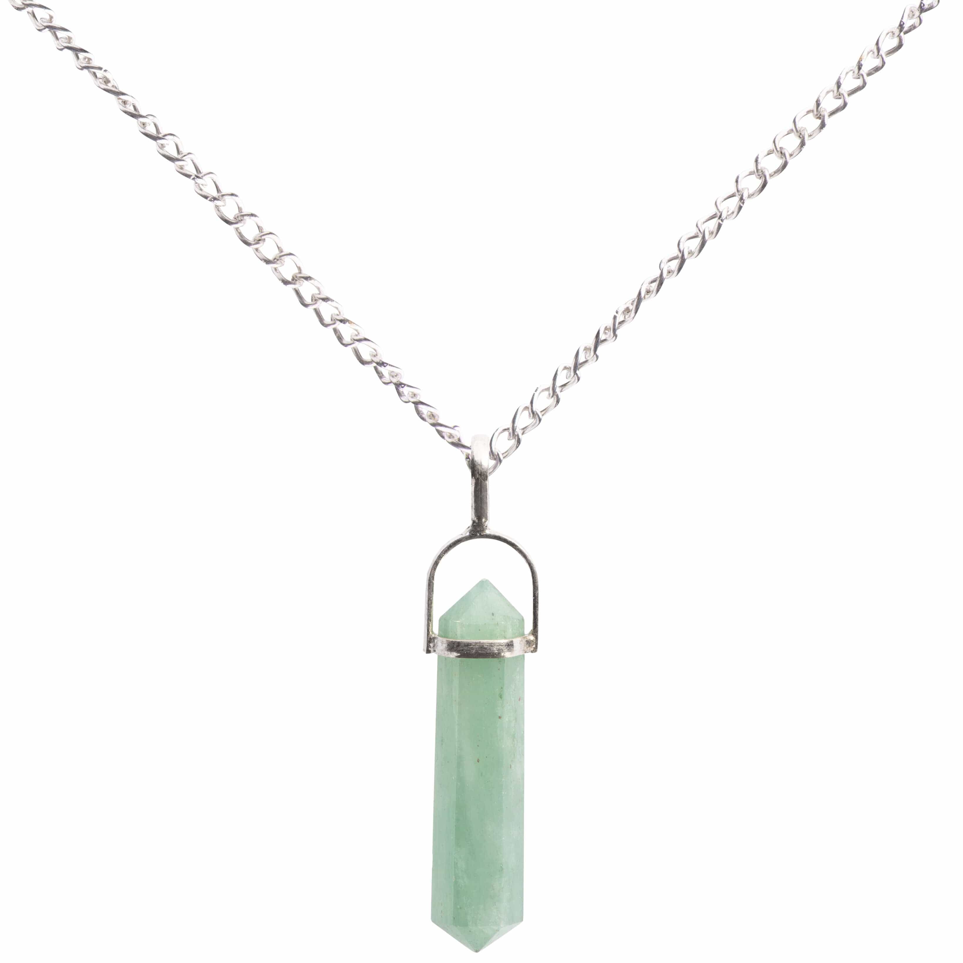 Natural Aventurine Point Sterling Silver Pendant Necklace - Healing Crystal Jewelry for Women, Chakra Balancing & Spiritual Protection | Perfect for Meditation, Yoga & Everyday Wear