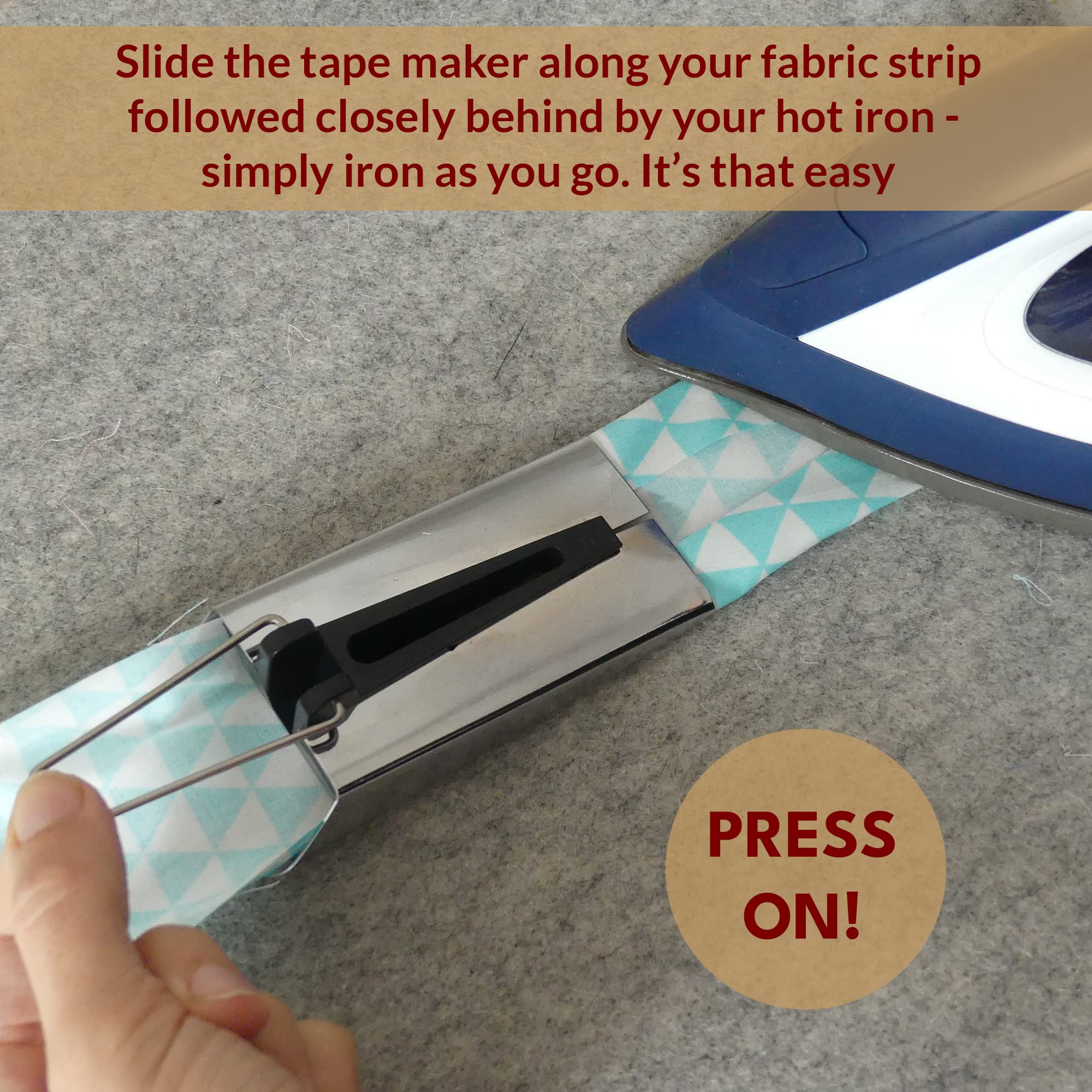 Madam Sew XL 50mm Bias Tape Maker - Single & Double Fold Quilting Binding Tool, Fabric Tube Maker for Seam Binding | Perfect for DIY Quilts, Sewing Projects & Crafting
