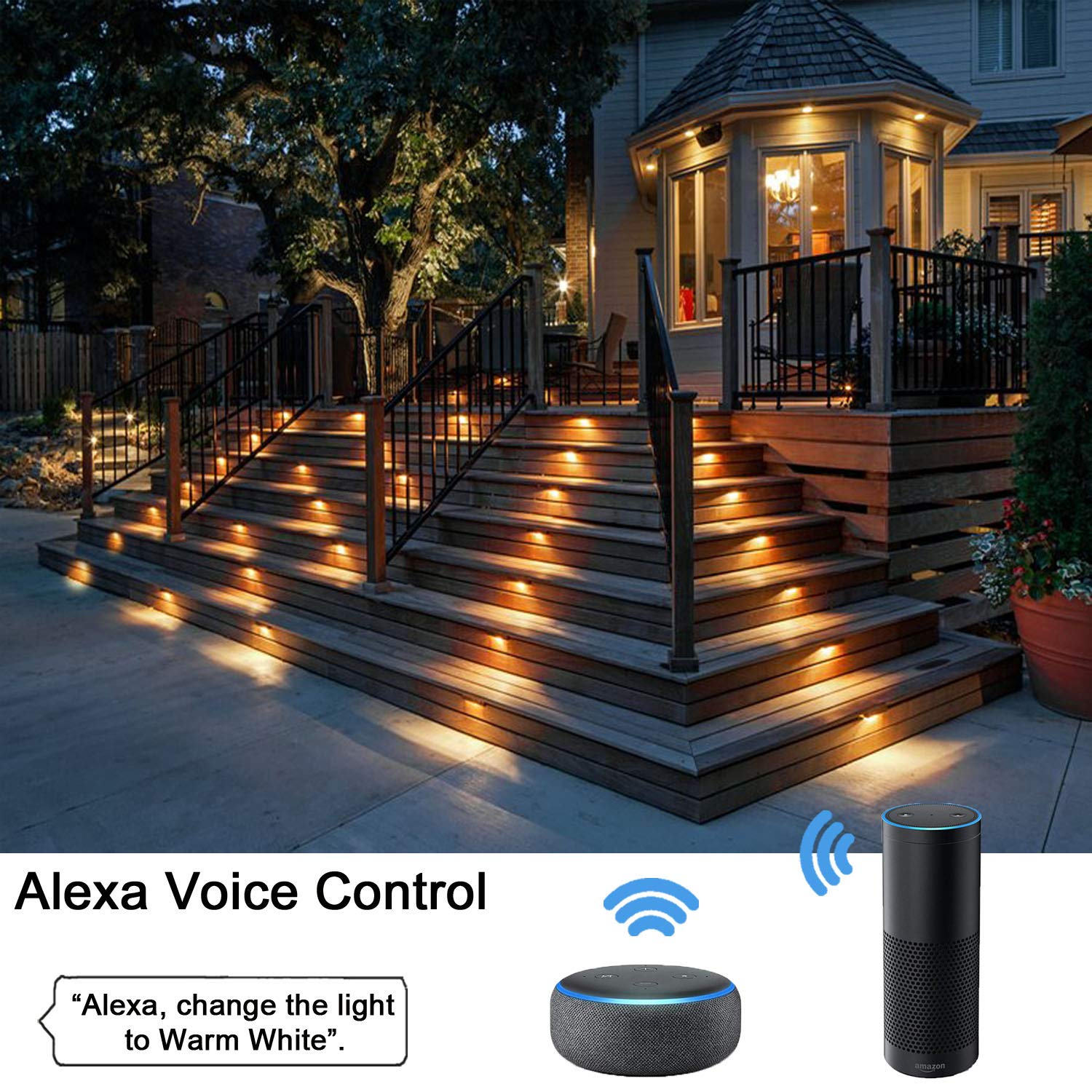 10 Pack Smart WiFi LED Deck Lights - Multi Color Outdoor IP67 Waterproof In-Ground Lighting - APP & Voice Control with Alexa & Google Home - Perfect for Patio, Garden, Pathway & Poolside Lighting