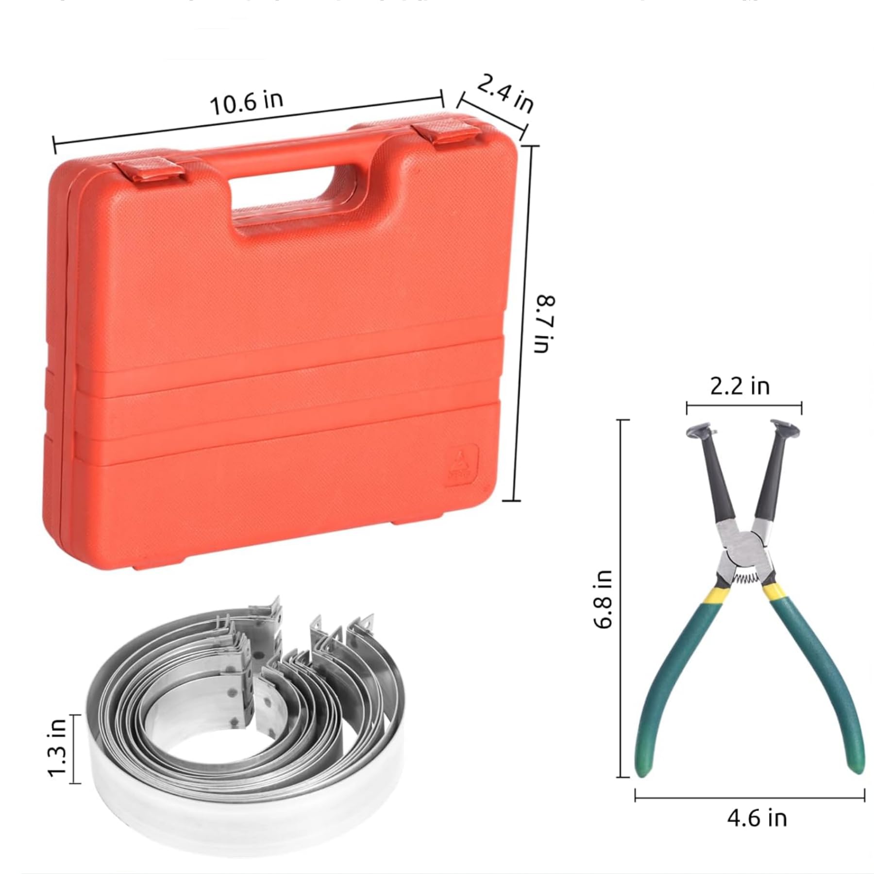 Professional Piston Ring Compressor Tool Kit with Pliers & 14 Rings (2.4