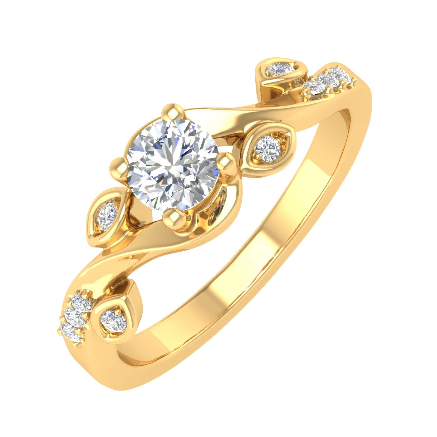 1/5 Carat Diamond Engagement Ring 14K Gold for Women - I1-I2 Clarity Round Cut Solitaire Wedding Band - Perfect for Proposals, Anniversaries & Romantic Gifts