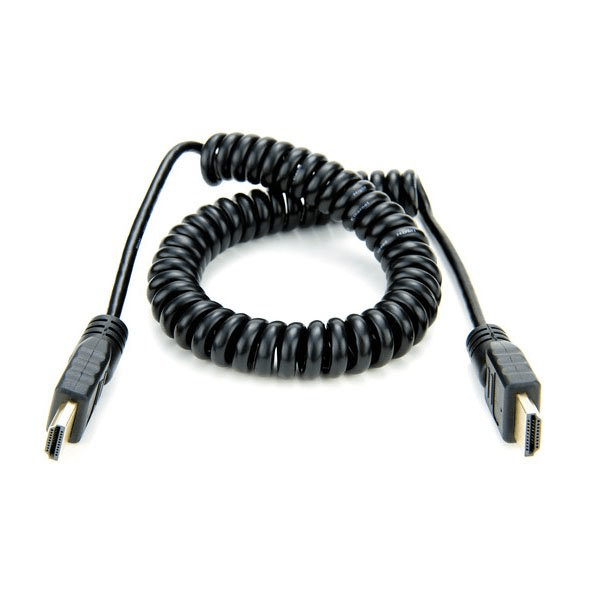 Atomos ATOMCAB011 Coiled HDMI Cable - 50cm/65cm Full HDMI to Full HDMI High-Speed Cord for 4K Cameras, Monitors & Gaming Consoles - Perfect for Studio, Live Streaming & Home Theater Setups