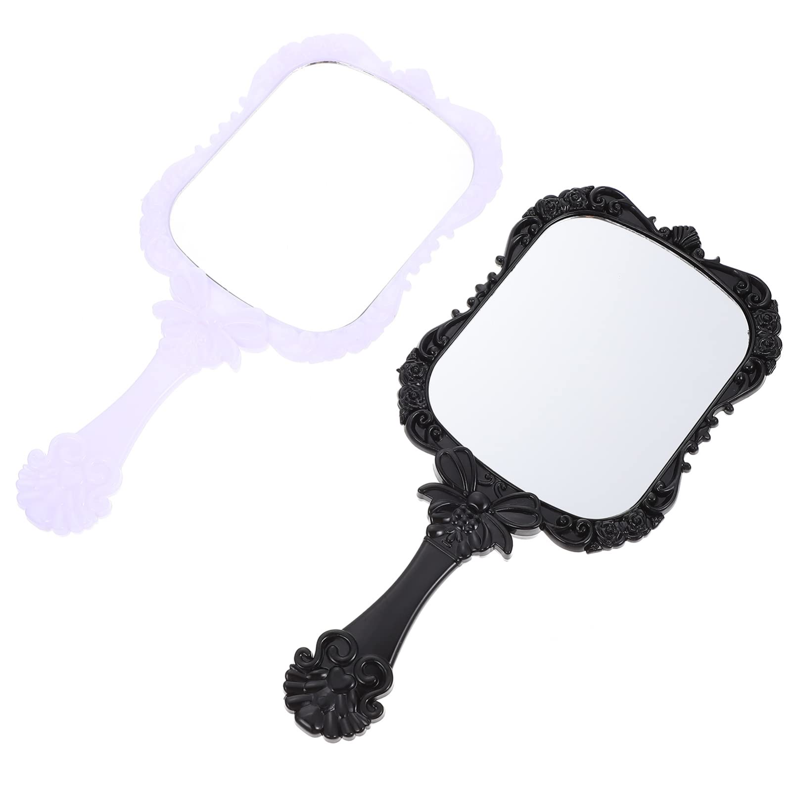 2-Pack Handheld Mirror with Handle - Travel & Cosmetic Mirror for Makeup, Hairdressing & Vanity - Portable Paddle Mirror for Home, Salon & On-the-Go Use - Perfect for Traveling, Makeup Application & Hair Styling