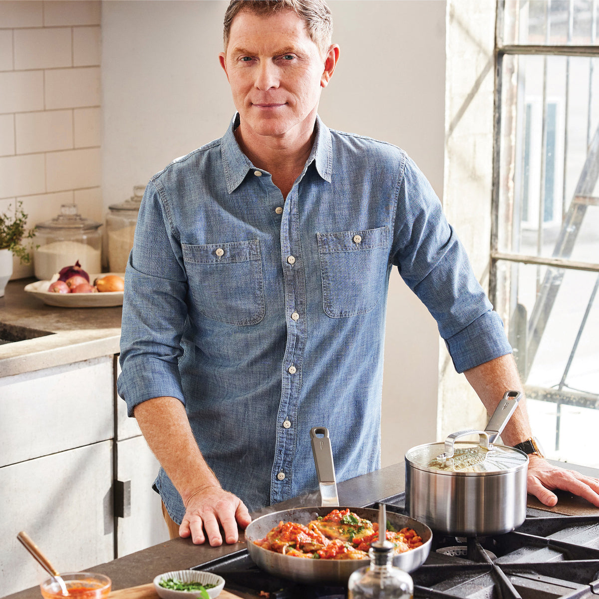 Bobby Flay by GreenPan 4-Piece Stainless Steel Fry Pan Set with Bobby at Home Cookbook - Nonstick Cookware for Professional & Home Chefs - Perfect for Searing, Sautéing & Frying