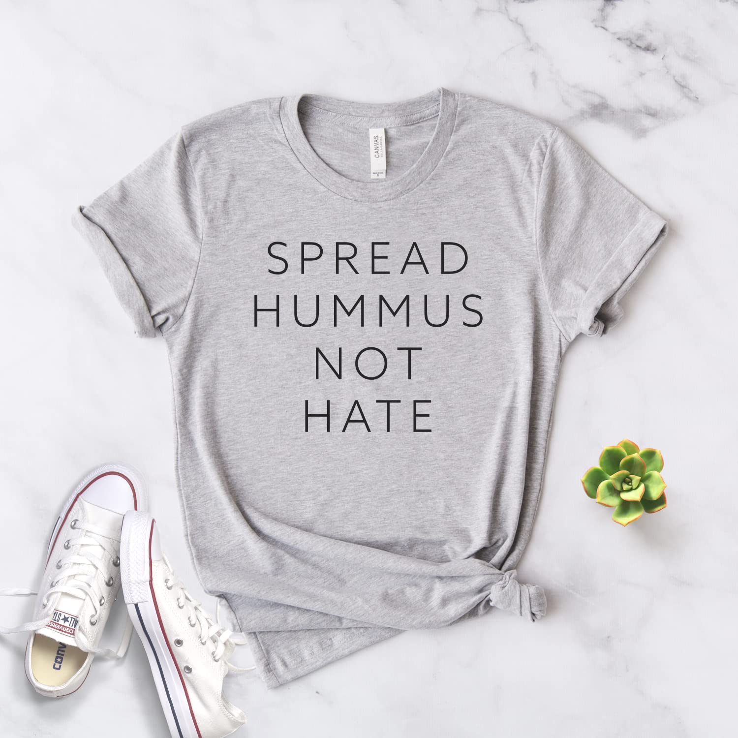 Spread Hummus Not Hate Vegan T-Shirt - Soft Unisex Hummus Lover Tee - Vegetarian Gift Idea for Plant-Based Foodies - Perfect for Vegan Events & Casual Wear