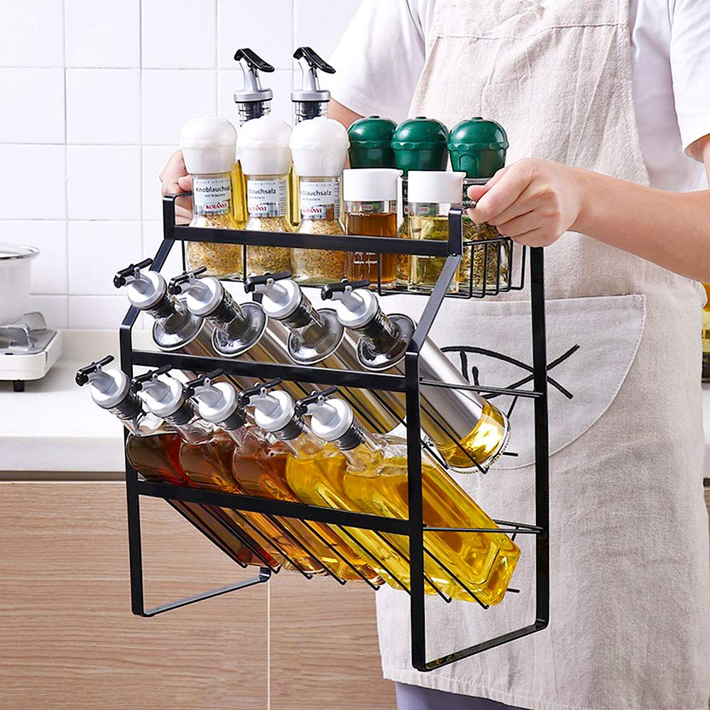 Tomorotec 3-Tier Compact Kitchen Spice Organizer Shelf - Space Saving Spice Rack for Counter & Cabinet Storage - Perfect for Pantry, Bathroom, Office & Small Space Organization