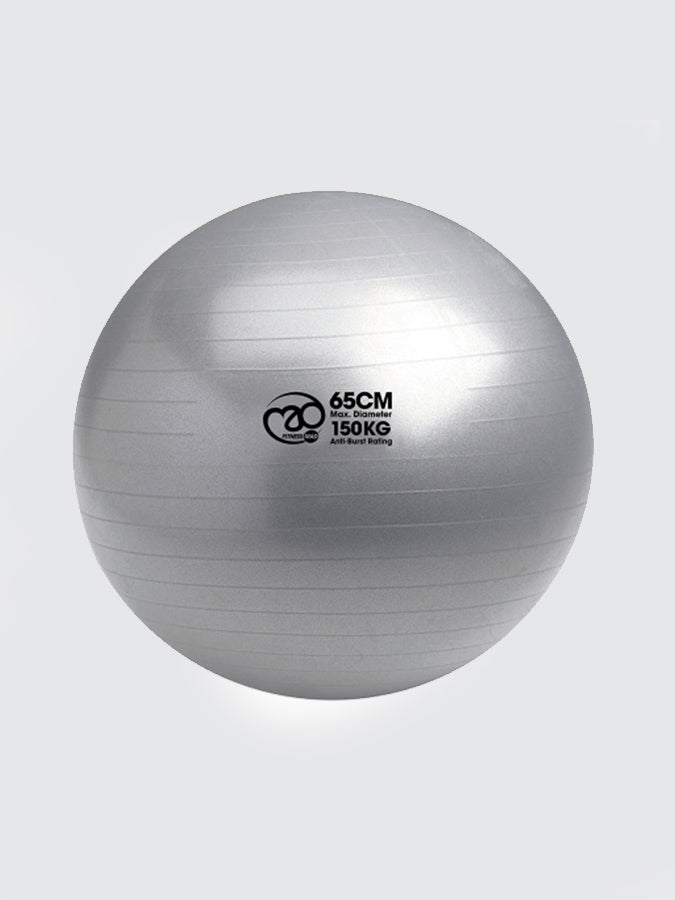 65cm Anti-Burst Swiss Yoga Ball with Pump - Silver | Premium Stability Ball for Home Workouts, Pilates, Gym & Office Fitness