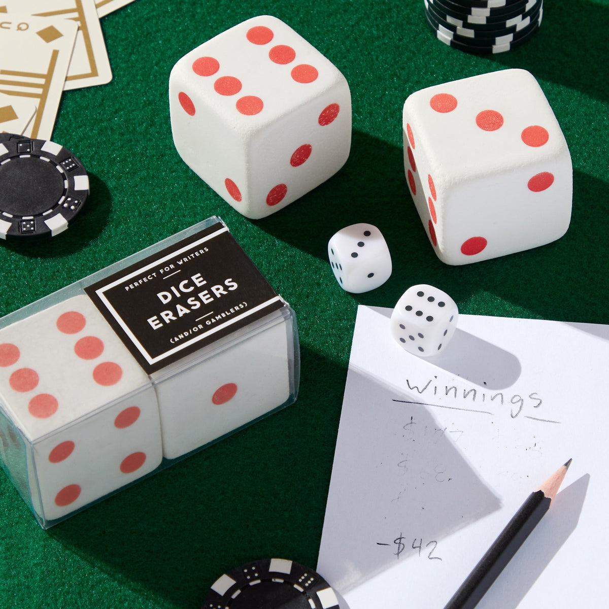 Giant Dice Eraser Set - Fun Novelty School & Office Supplies for Board Games, Math Class, and Party Favors