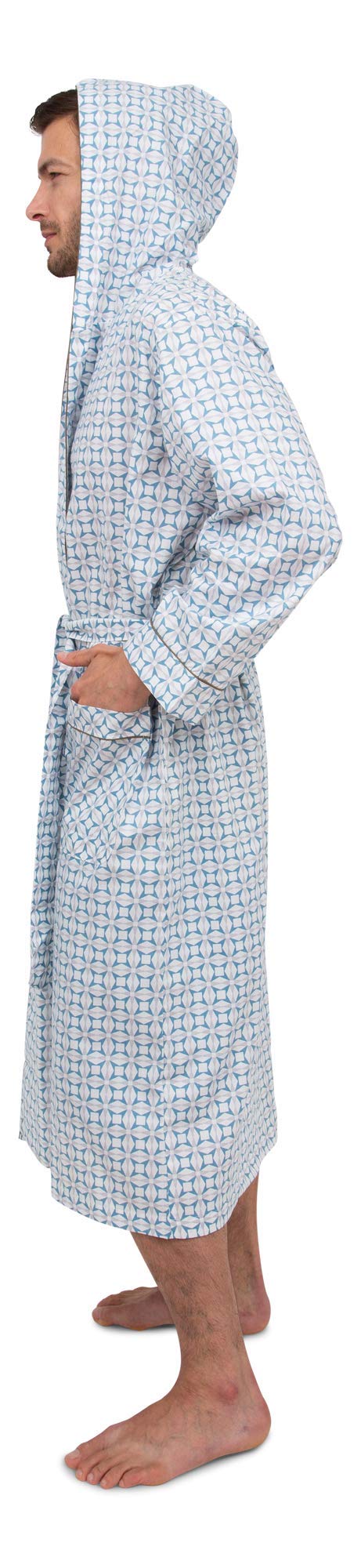 Premium Cotton Blend Men's Lightweight Hooded Bathrobe - Soft & Comfortable Sleepwear, Lounge Robe for Relaxing at Home, Spa, or After Shower