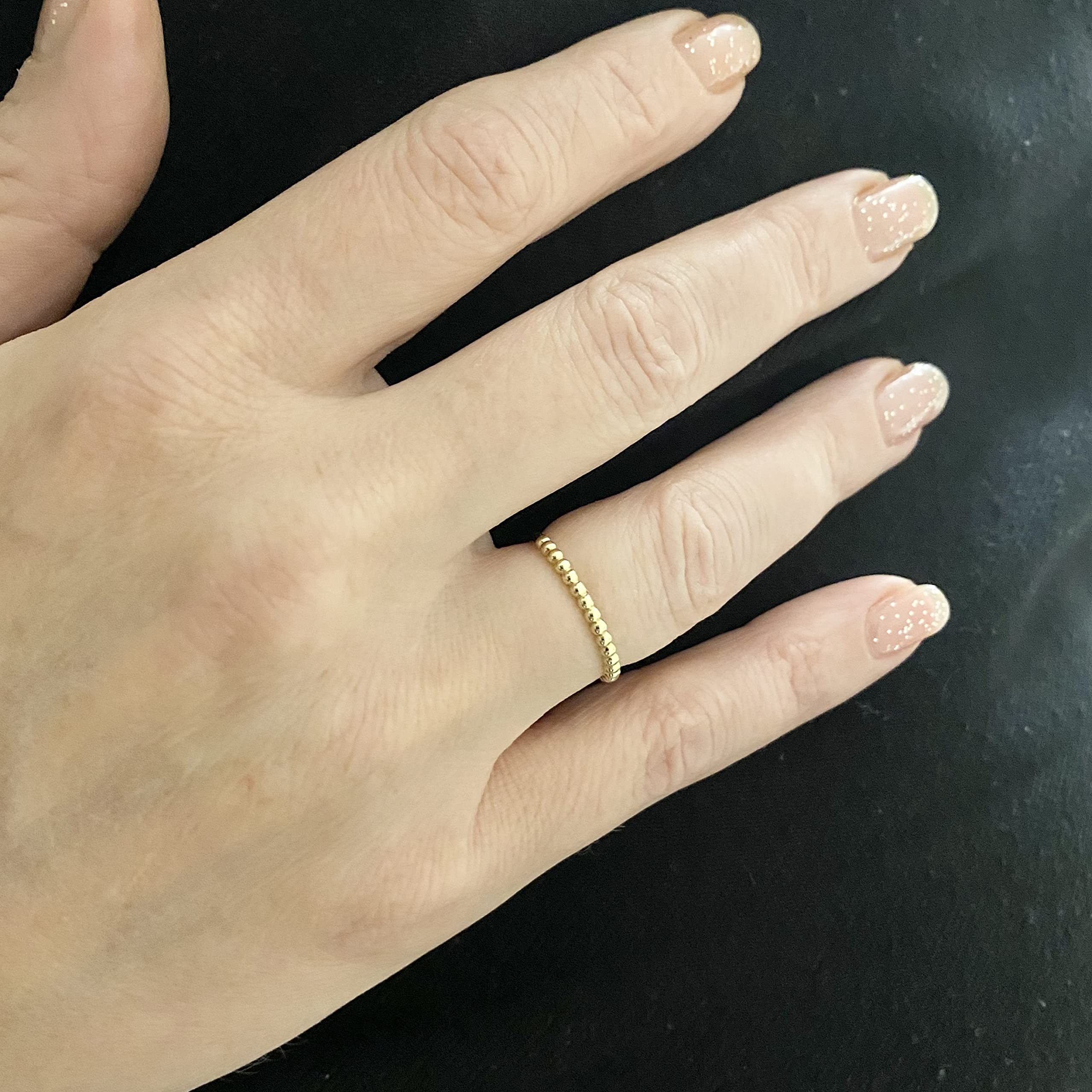 14K Real Solid Gold Beaded Dot Stacking Ring for Women - Elegant Dotted Stackable Rings Set | Perfect Birthday Gift, Anniversary Present for Her | Great for Layering, Everyday Wear & Special Occasions