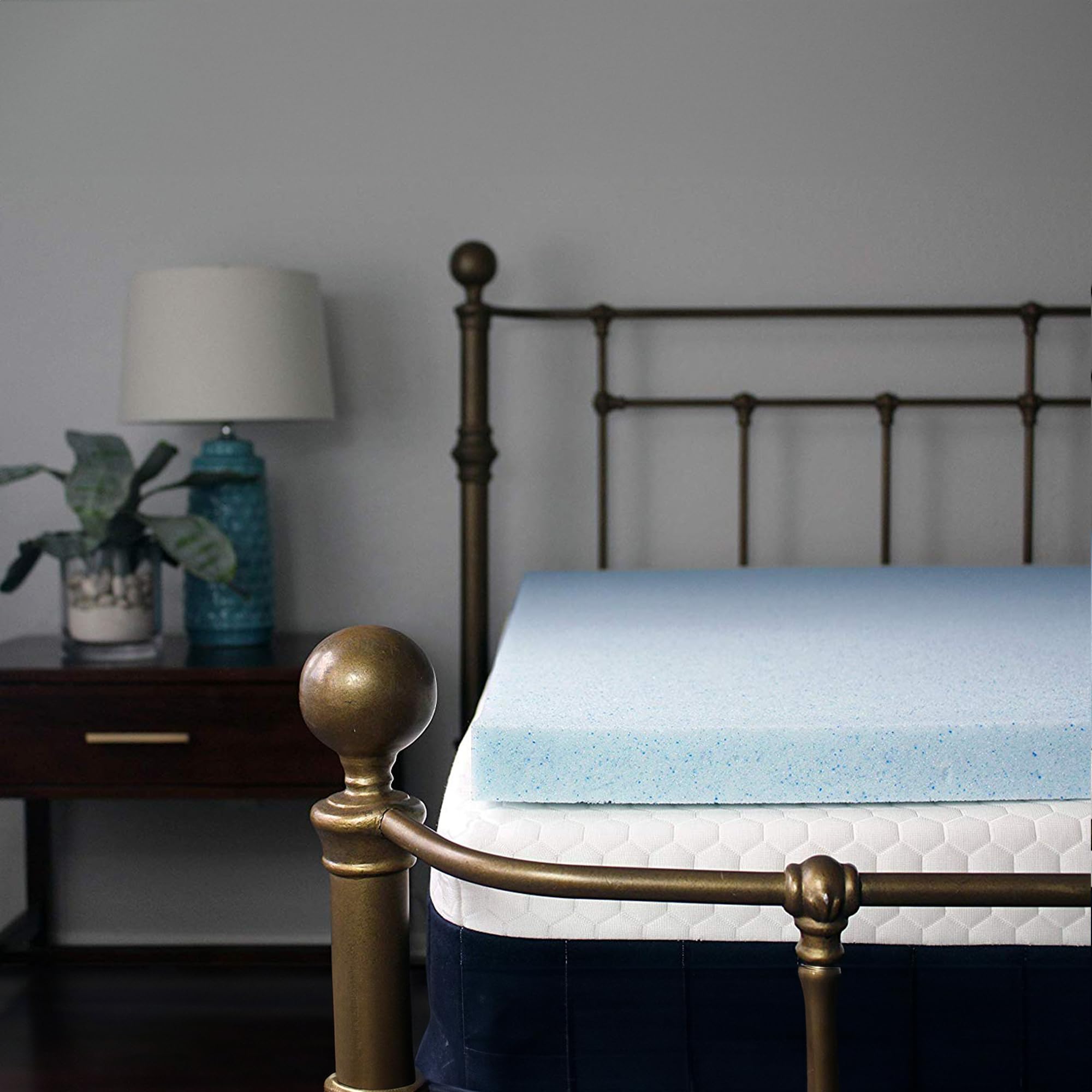3 Inch Cooling Gel Memory Foam Mattress Topper for King Size Bed - Pressure Relief & Pain Relief - Hypoallergenic & Breathable - Perfect for Side Sleepers, Back Pain & Hot Sleepers - Blue Luxury Bed Topper - Ideal for Master Bedroom, Guest Room & Dorm