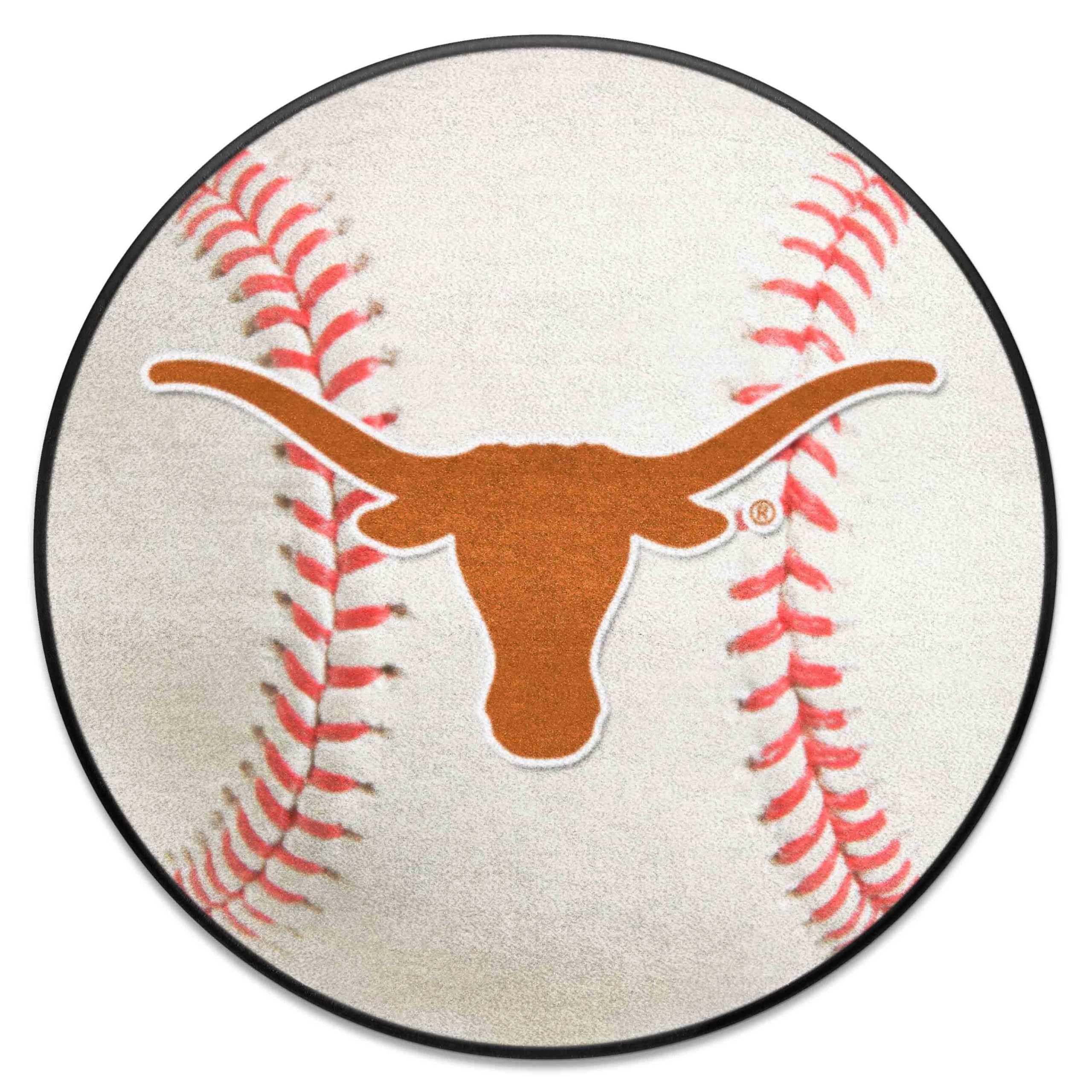 Texas Longhorns Baseball Shaped Accent Rug - 27 Inch Diameter Fanmats 3177 | Durable College Team Decor for Game Room, Bedroom & Sports Fan Cave