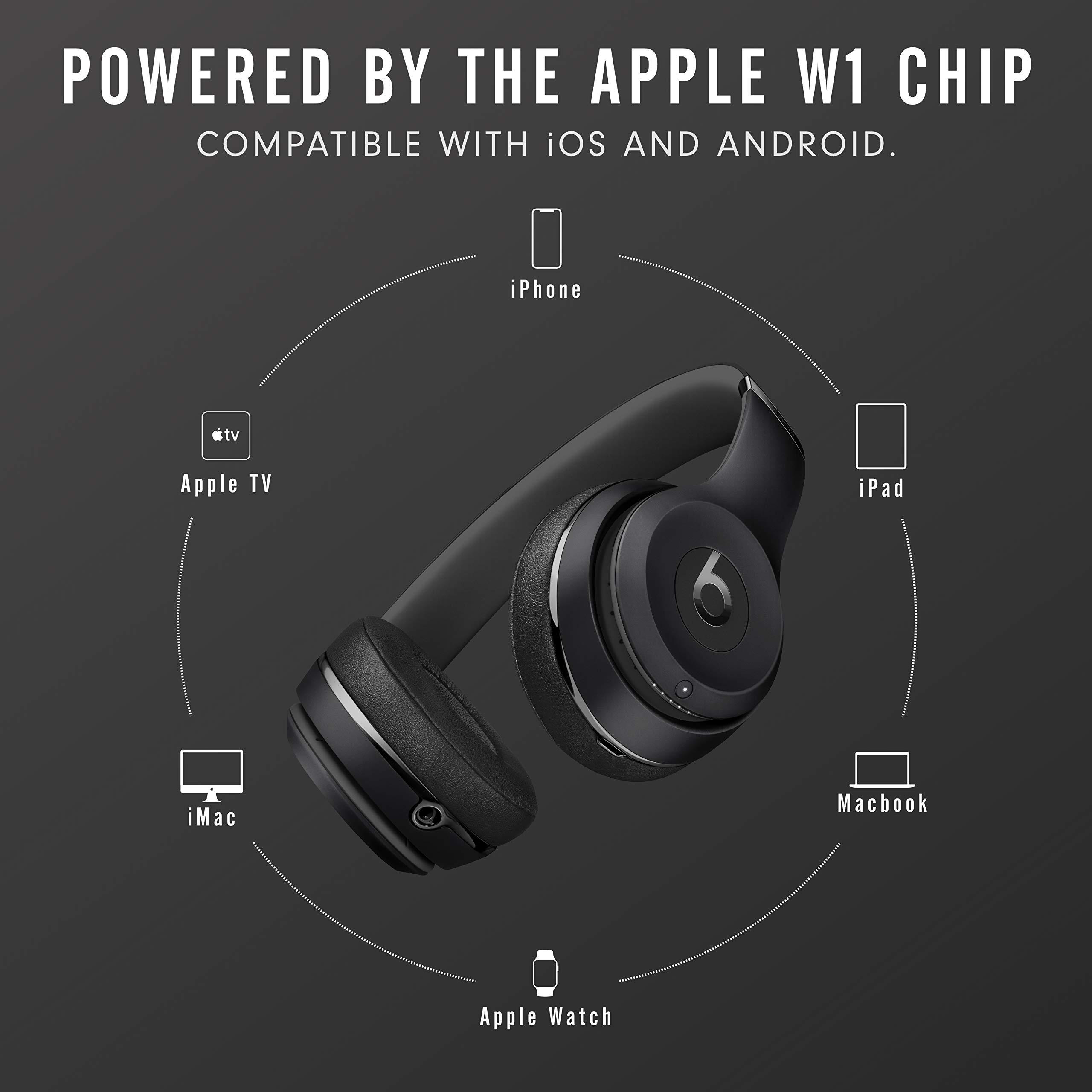 Beats Solo3 Wireless On-Ear Headphones with Apple W1 Chip - Bluetooth Headset with 40-Hour Battery Life & Built-in Mic (Black) | Perfect for Workouts, Commuting & Travel