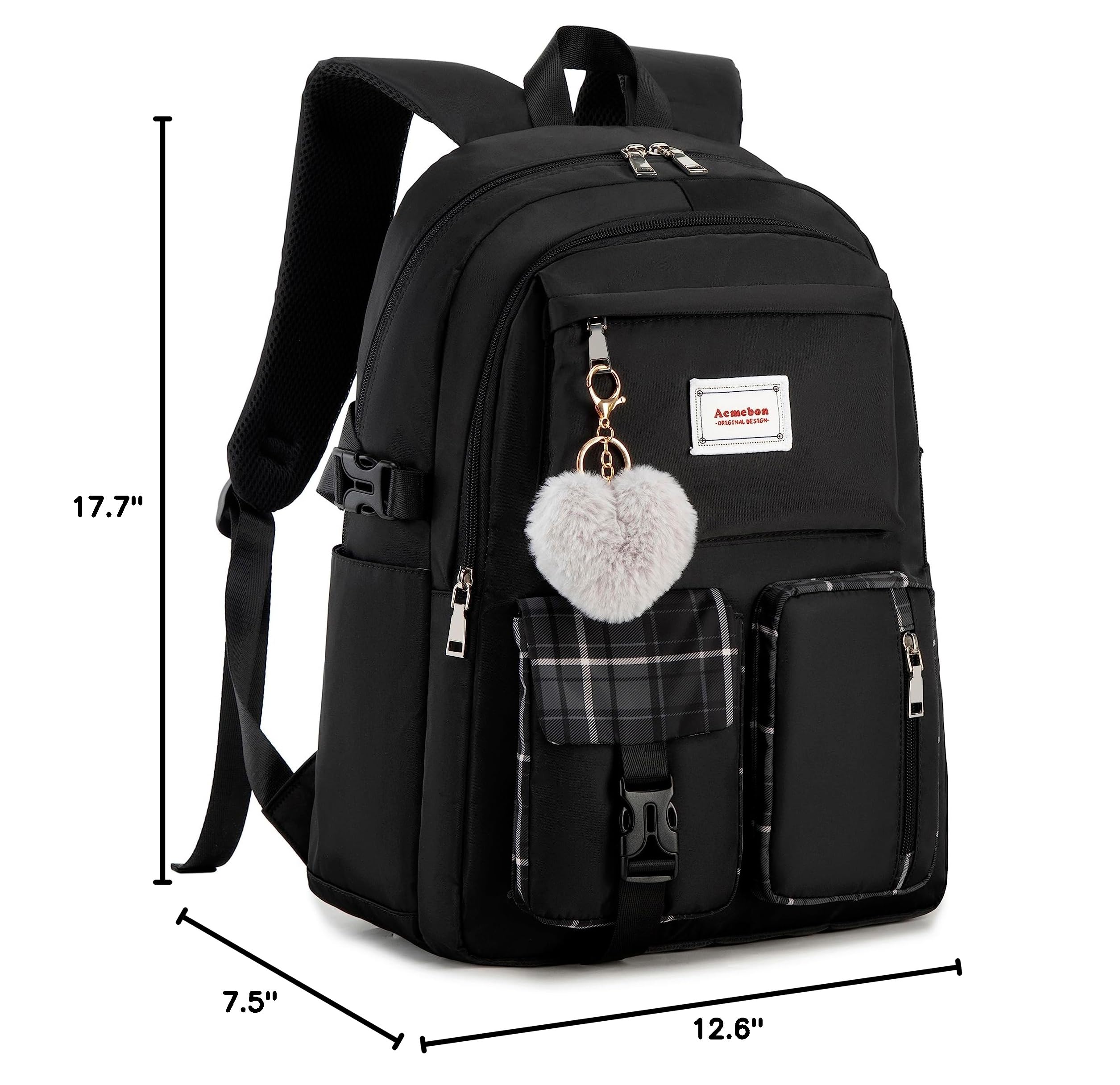 Stylish Women's Laptop Backpack Set - Spacious 15.6 Inch Casual Daypack with Multiple Pockets, Perfect for Work, School & Travel (Black)