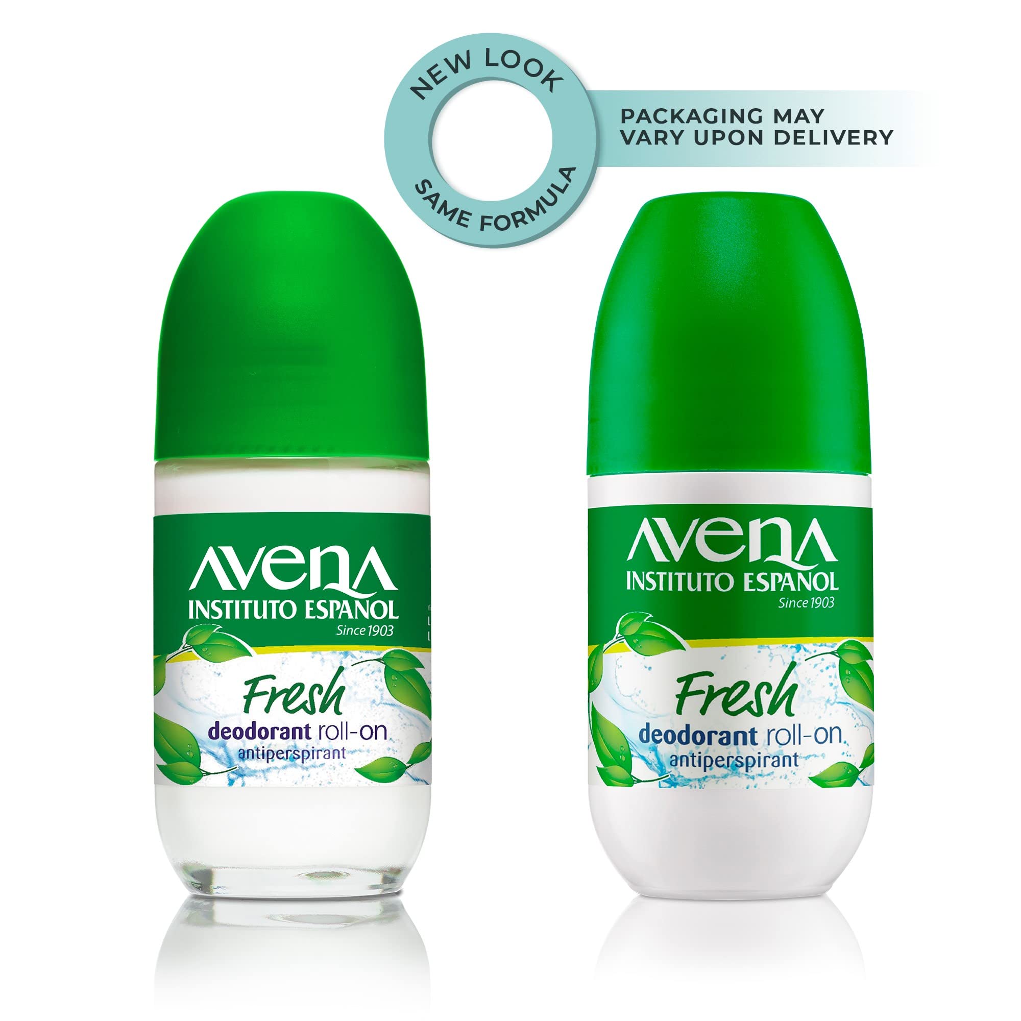 Avena Instituto Español Deodorant Roll-On - Fresh Scent, Long-Lasting Anti-Transpirant, Alcohol-Free, 2-Pack (2 x 2.53 Fl Oz) | Ideal for Daily Use, Gym & Travel