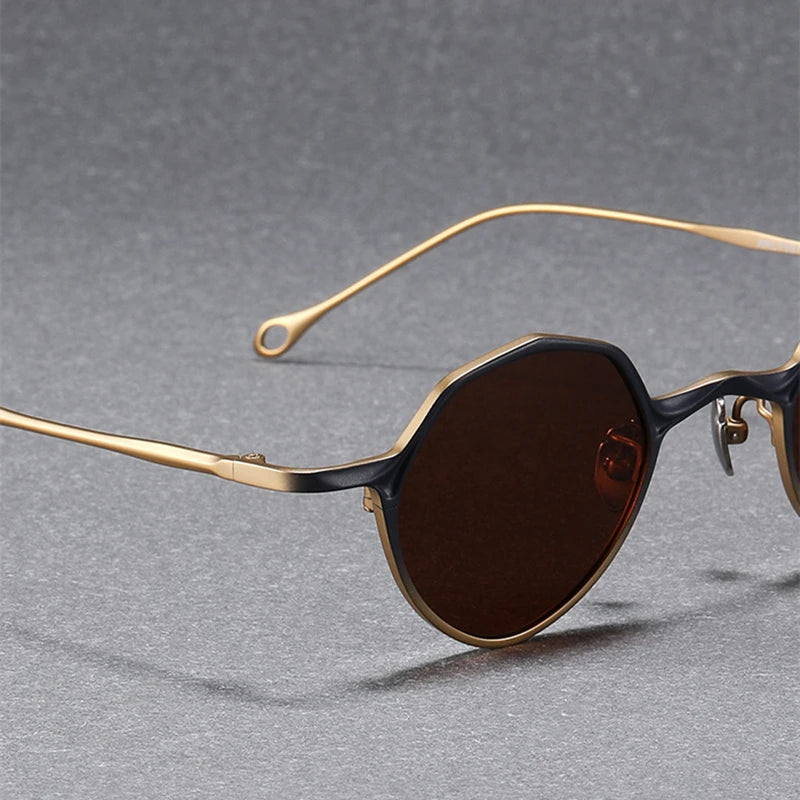 Unisex Black Titanium Polarized Sunglasses S5973 - Full Rim Polygon Frame for Men & Women - Perfect for Driving, Outdoor Sports & Fashion Accessories
