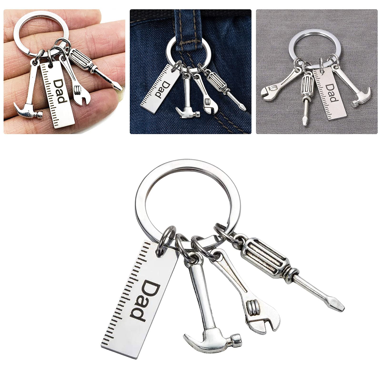 Bar Mace Lanyard - Heavy Duty Personal Protection Alarm Keychain with Multi-Tool Features (Ruler, Hammer, Wrench, Screwdriver) - Perfect Safety Gift for Men, Dad, Father's Day - Silver One Size - Ideal for Outdoor Activities, Camping, Hiking & Emergency Situations