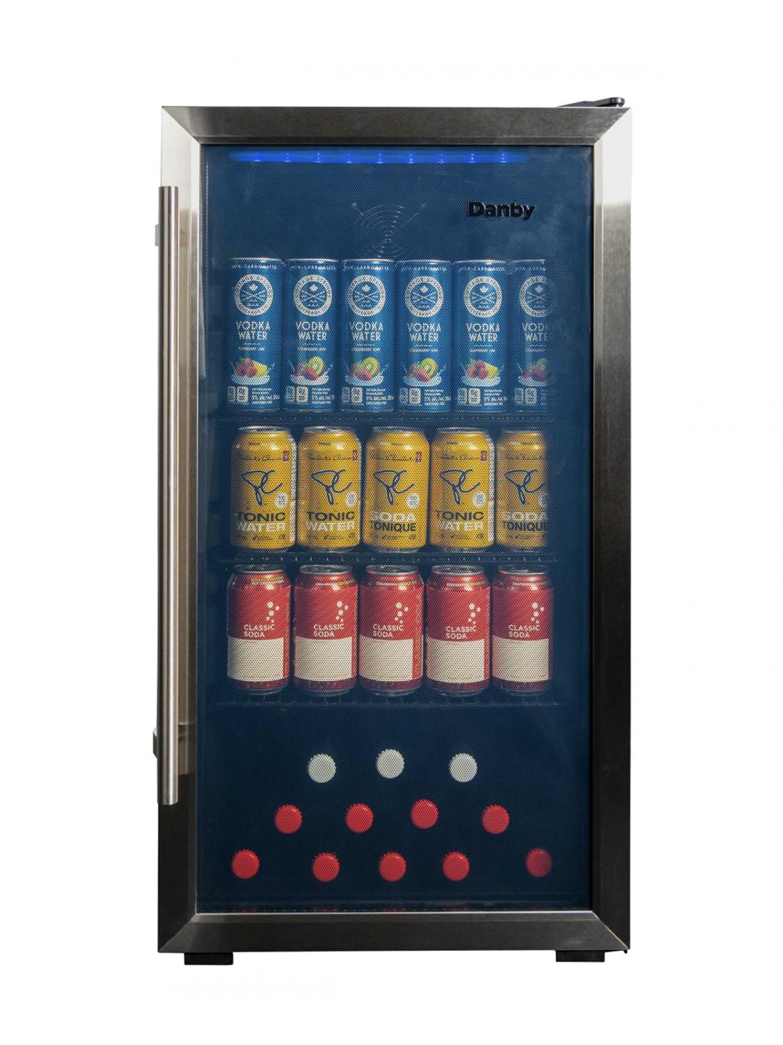 Danby DBC117A2BSSDD 3.1 cu. ft. Stainless Steel Freestanding Beverage Cooler - Perfect for Home Bars, Offices, and Entertaining Spaces