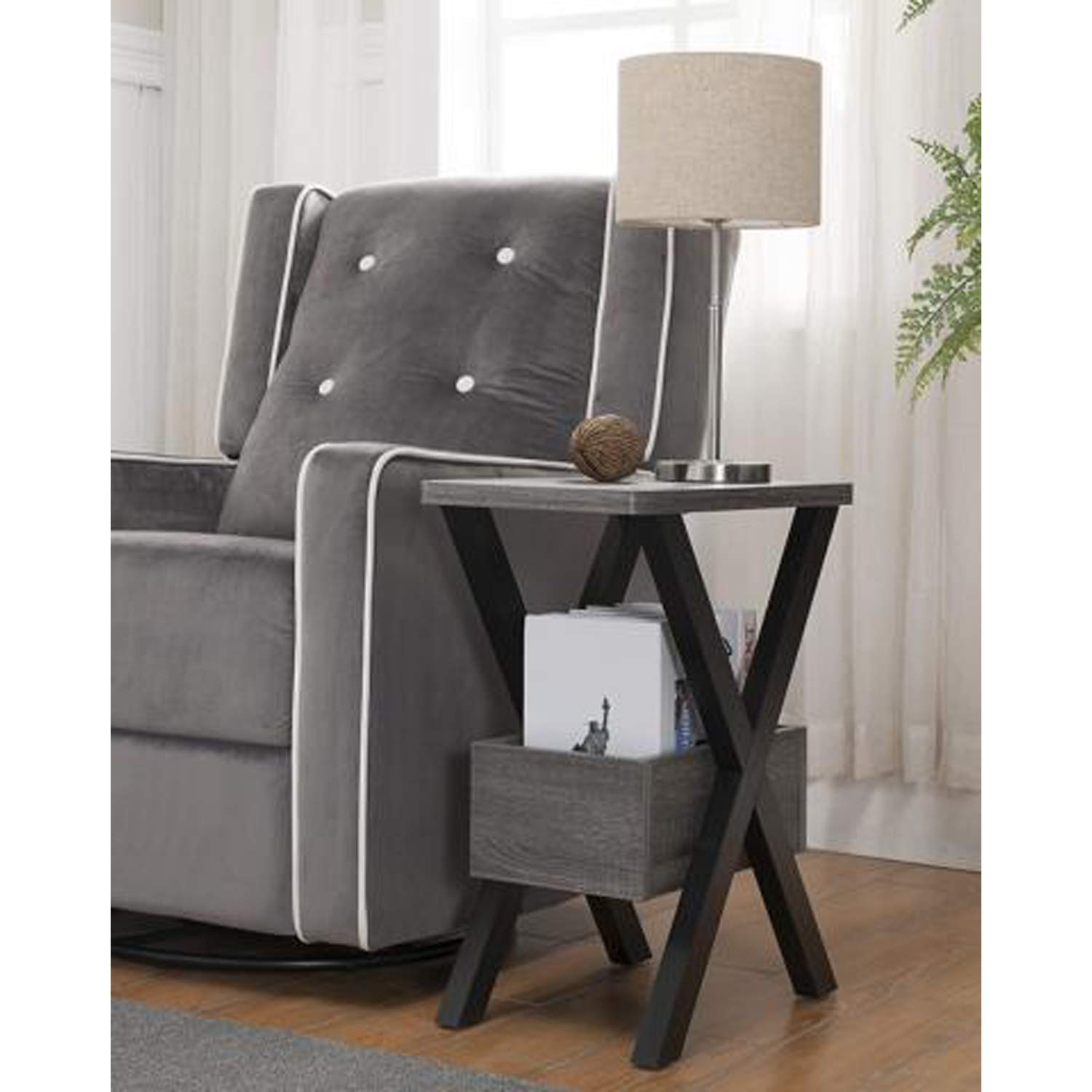 Distressed Grey End Table - Small Side Table for Living Room, Bedroom, or Office - Perfect Nightstand, Coffee Table, or Accent Furniture