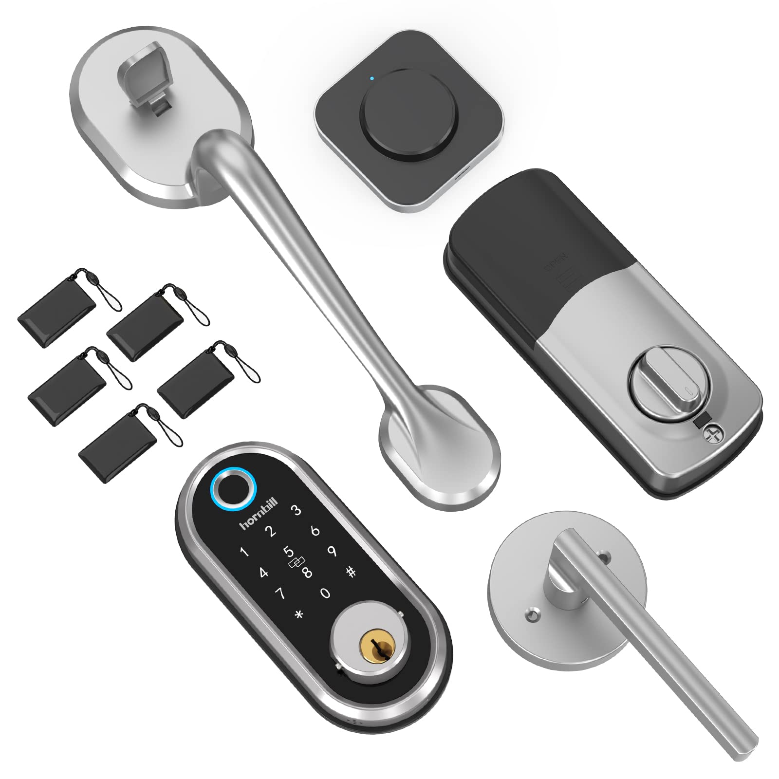 Hornbill WiFi Smart Lock - Keyless Entry Front Door Electronic Digital Lock with Bluetooth, App Control, Auto Lock, Keys & 5 IC Cards | Secure Smart Home Access for Apartments, Houses & Vacation Rentals