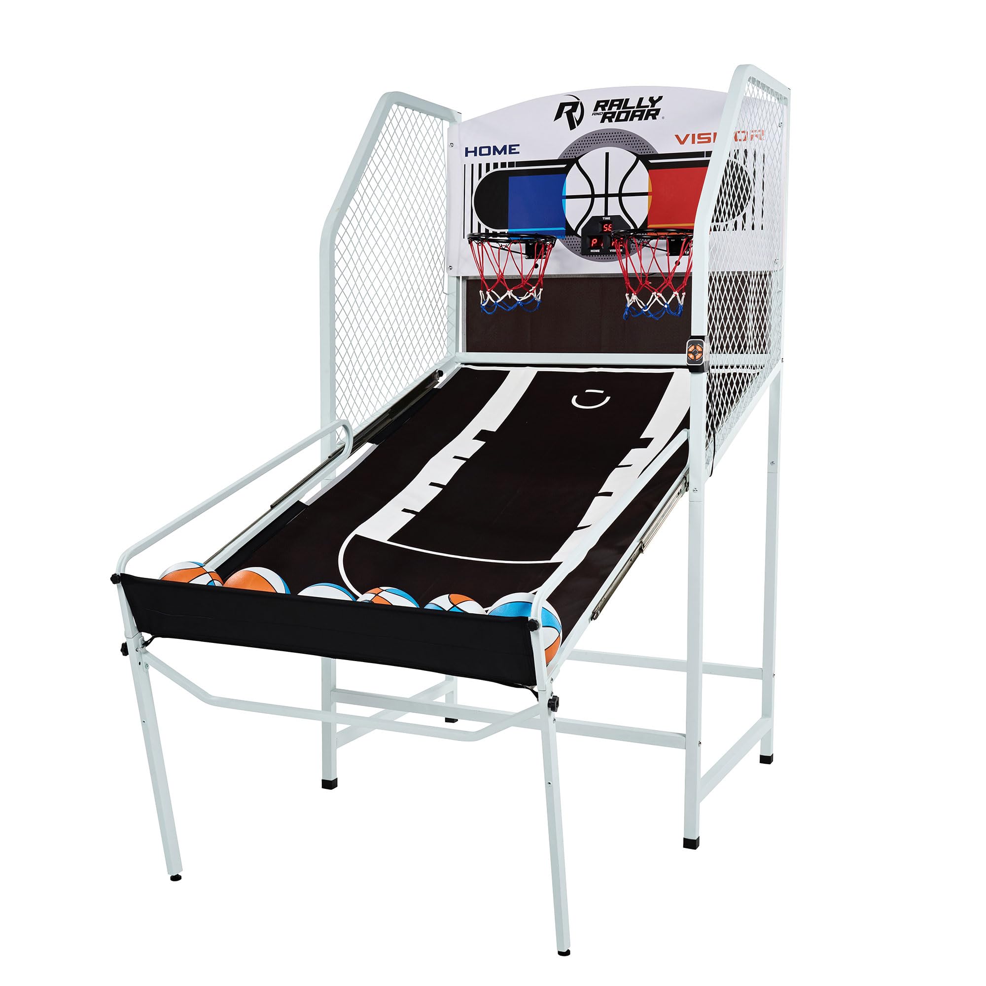 Foldable Arcade Basketball Game for 2 Players - Indoor/Outdoor Sports Machine with Steel Hoops, LED Scoreboard & 6 Balls | Perfect for Family Fun, Backyard Parties & Game Room Entertainment (Multicolor)