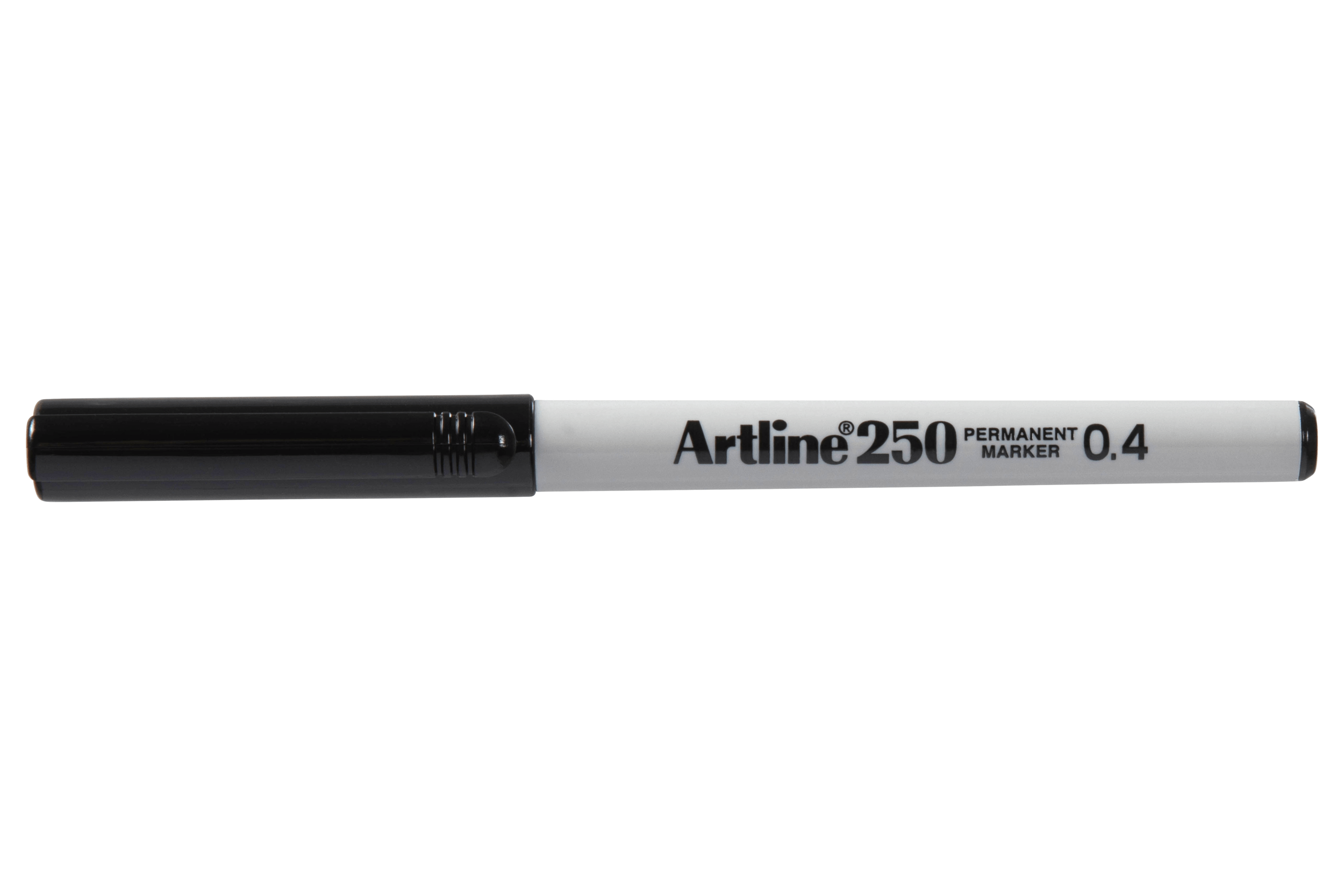 Artline 250 Permanent Marker - Ultra Fine 0.4mm Plastic Tip - Black Ink - 12 Pack - Ideal for Office, School & Craft Projects