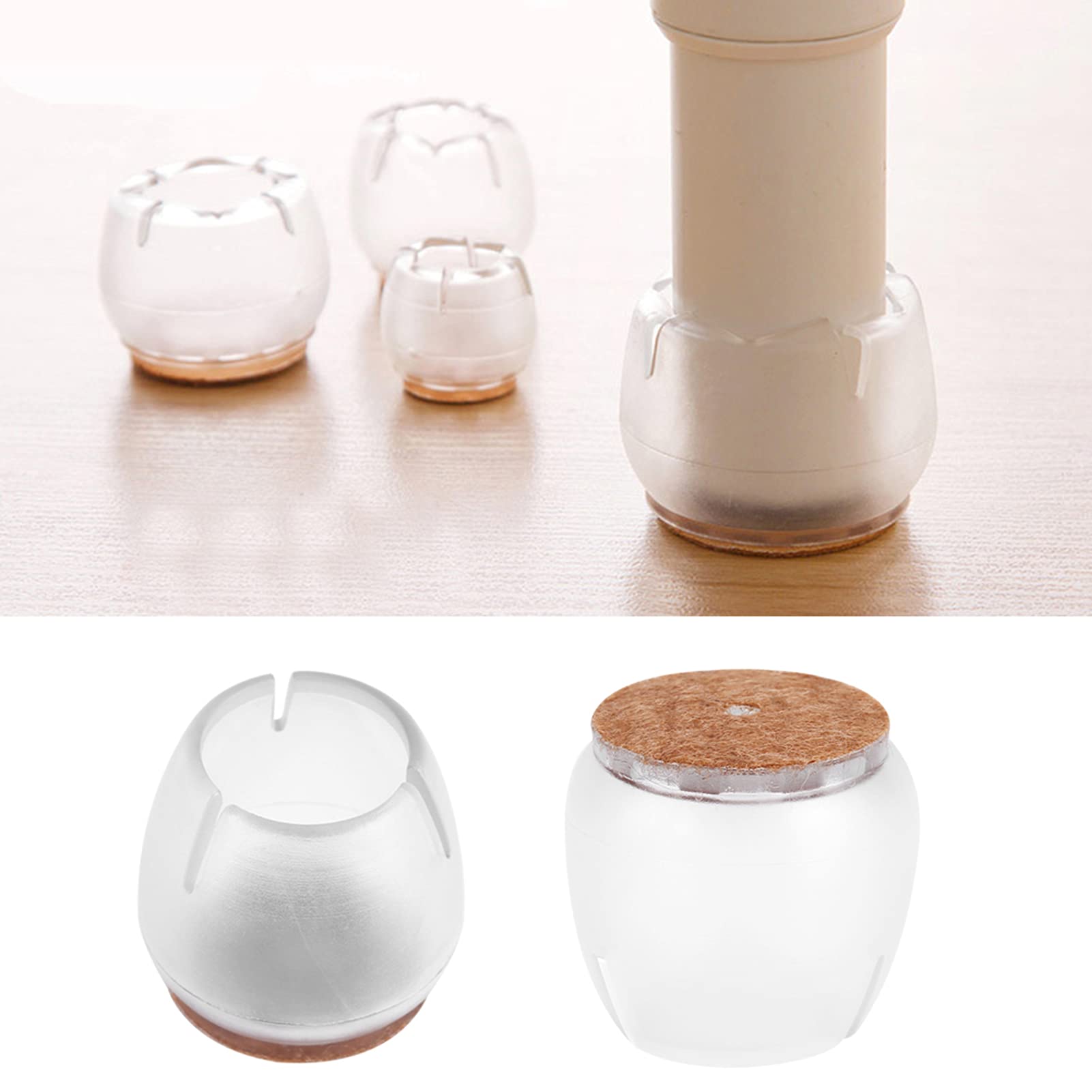 Tyenaza 16-Piece Clear PVC Furniture Leg Caps - Non-Slip Chair & Table Leg Protectors for Hardwood Floors (Fits 12-16mm Diameter) - Perfect for Dining Tables, Office Chairs & Home Furniture Protection