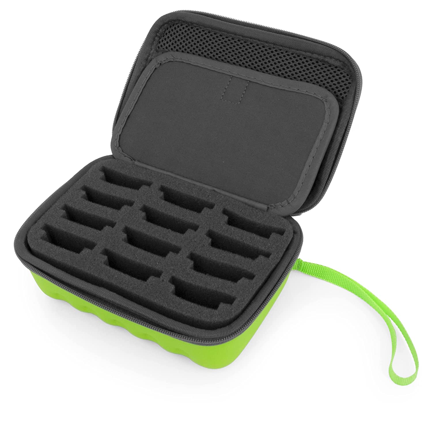 CASEMATIX Green Clipper Blade Holder for 12 Blades - Protective Storage Case with Barber Blade Foam Insert & Hard Shell | Professional Hair Clipper Organizer for Salon, Barbershop & Home Use