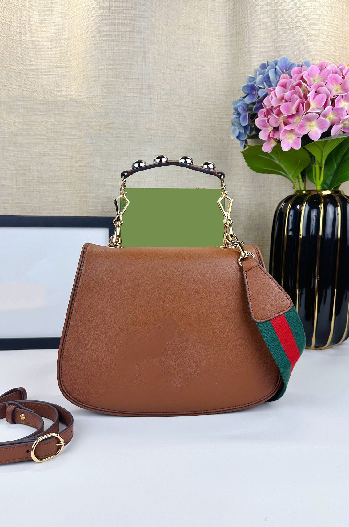 Round Interlocking Medium Shoulder Bag for Women - Stylish Crossbody Purse with Adjustable Strap, Perfect for Work, Travel & Everyday Use
